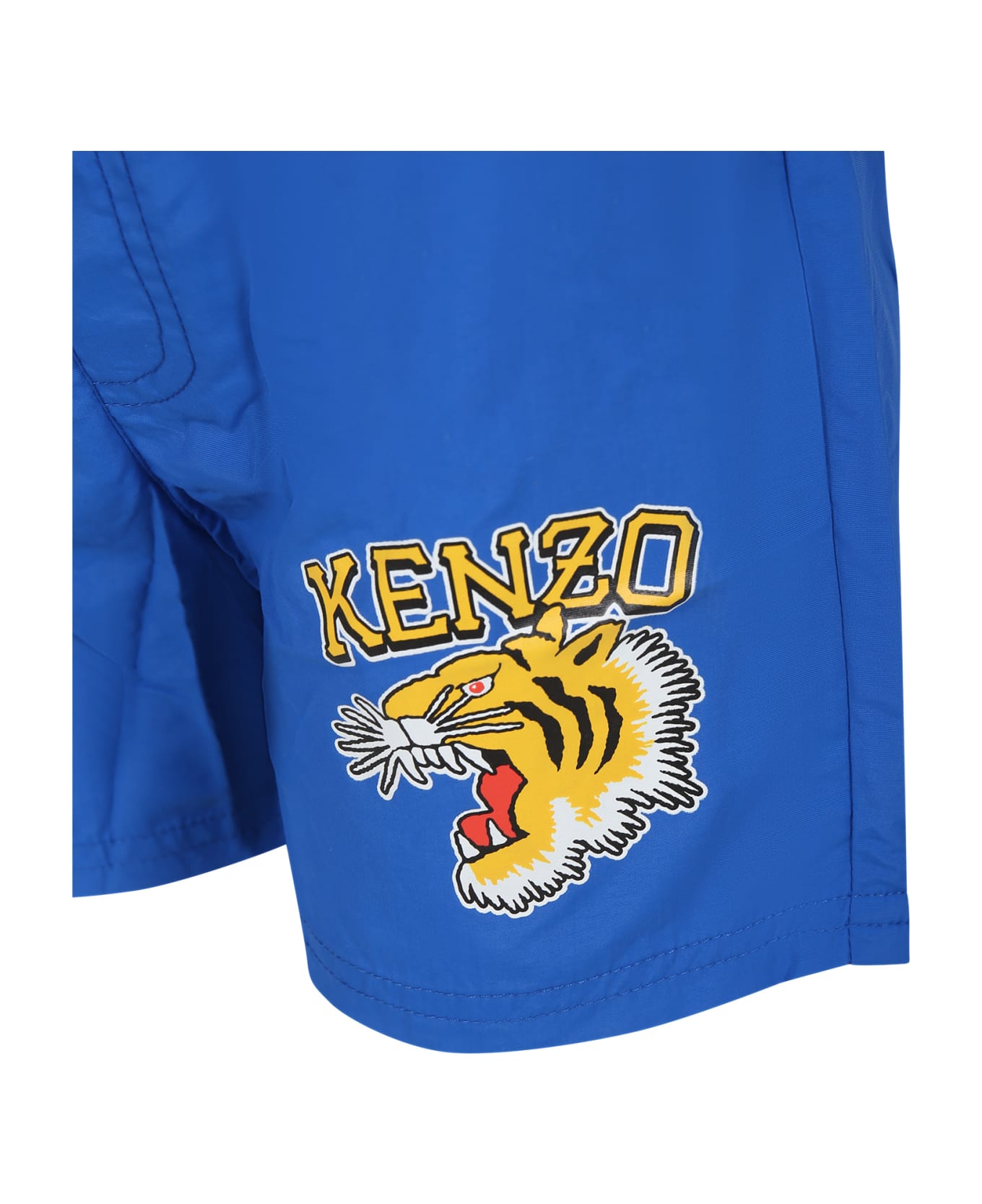 Kenzo Kids Light Blue Sea Boxer For Boy With Logo - Light Blue