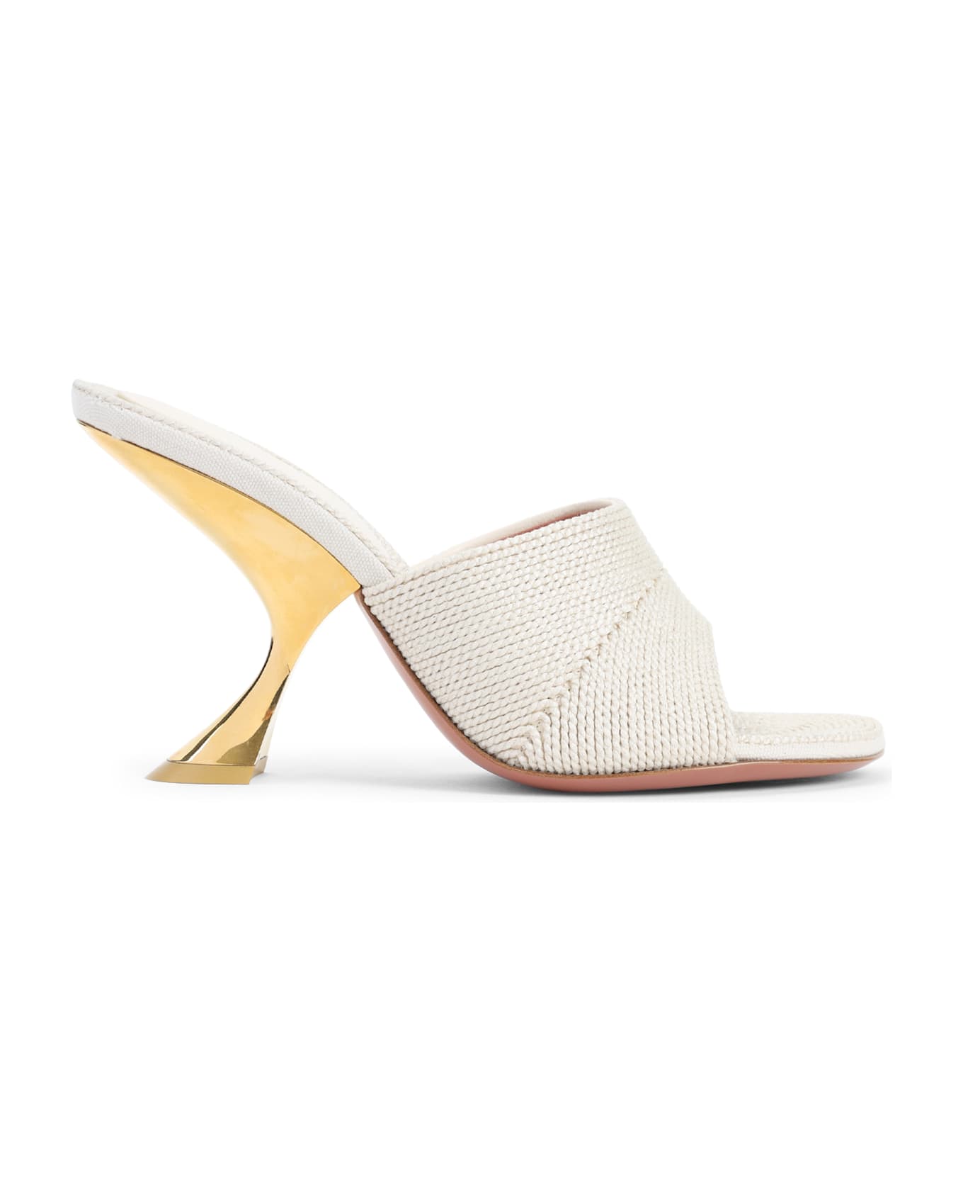 Amina Muaddi Taylor Woven 90 Slipper Sandals - Beige Gold