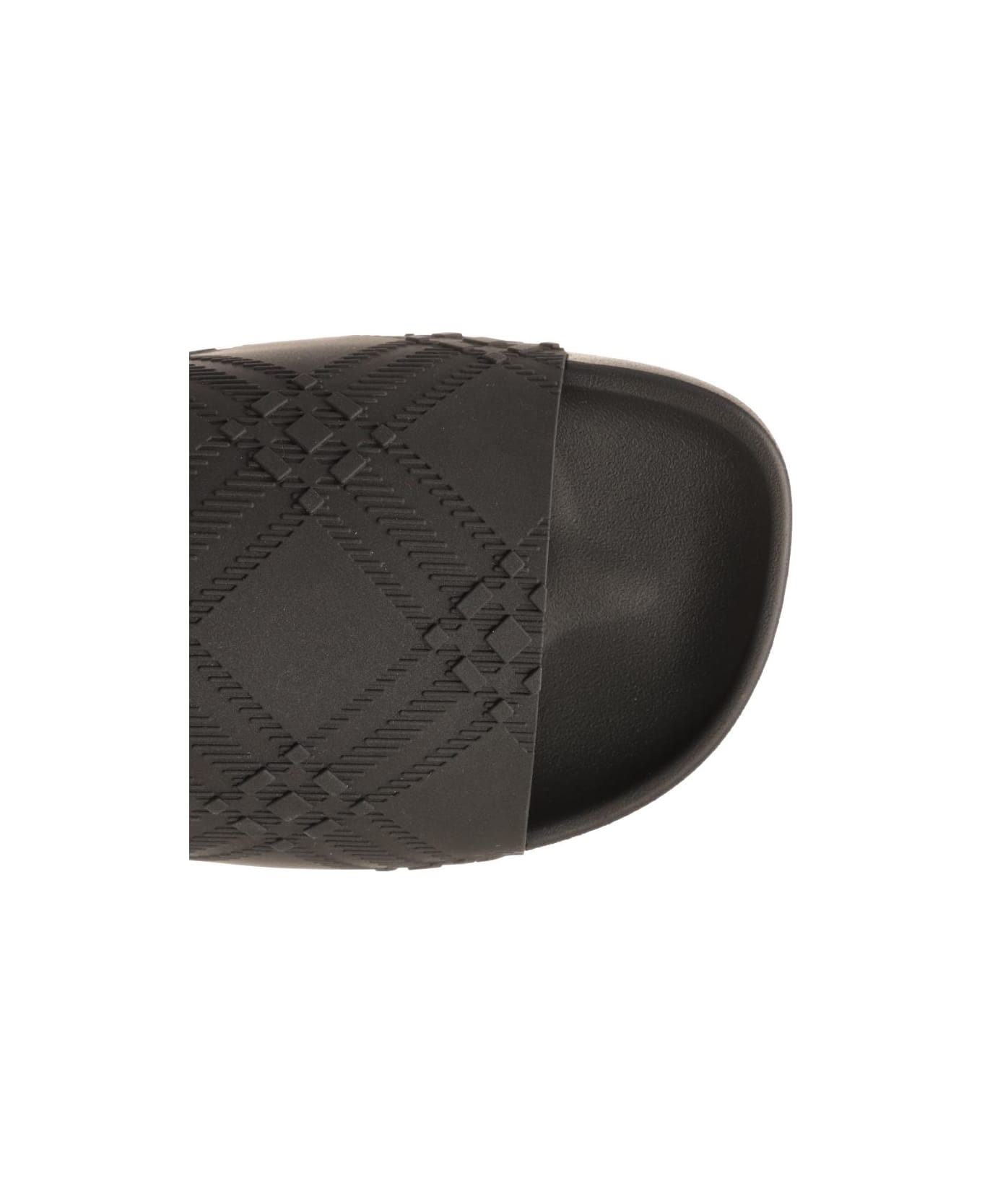 Burberry Checked Slip-on Slides - Black