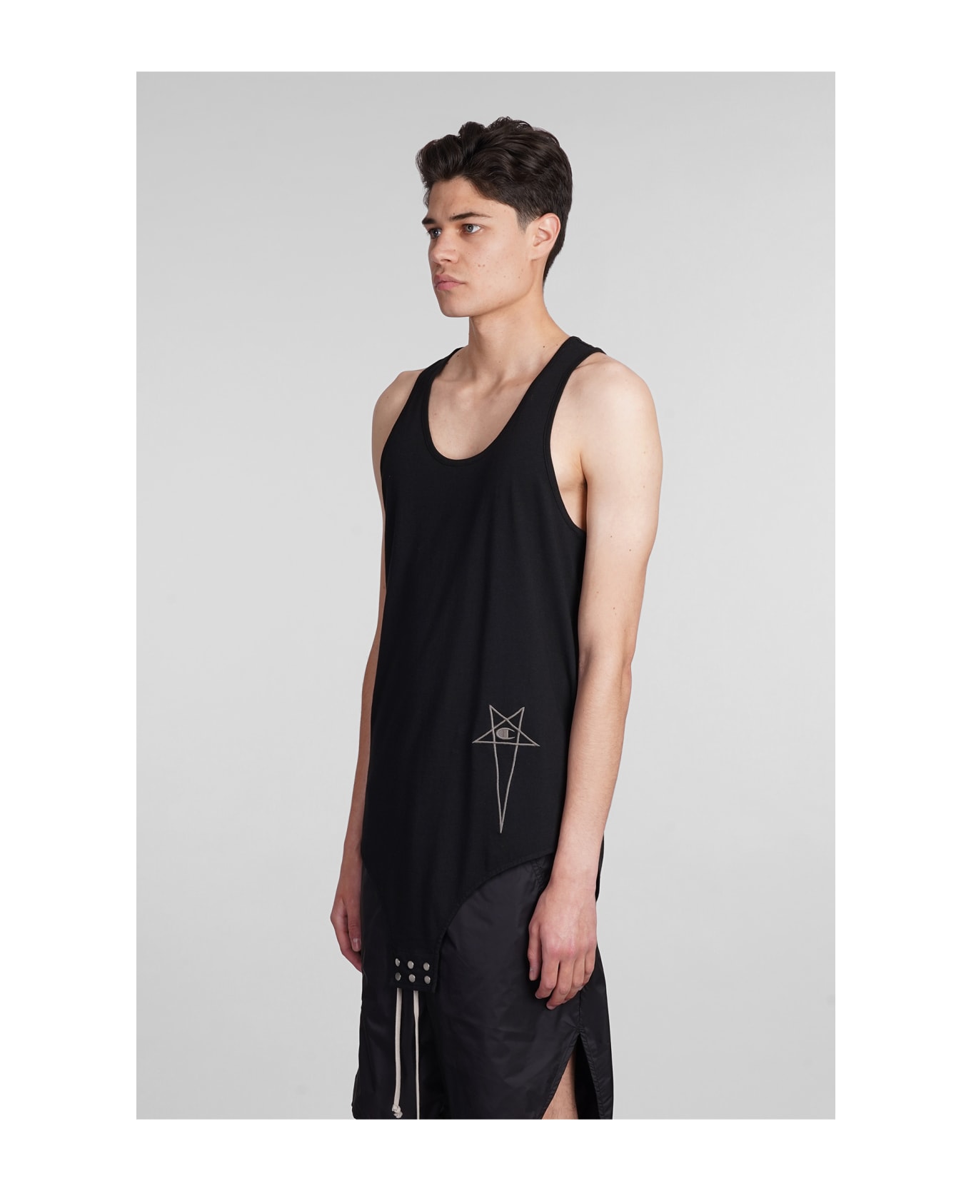 Rick Owens x Champion Basketball Tank Tank Top In Black Cotton - black