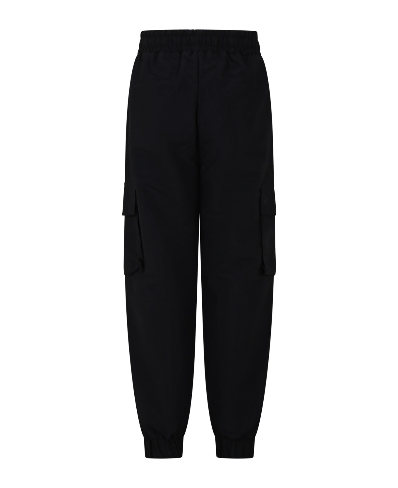 MSGM Black Cargo Trousers For Boy With Logo - Black