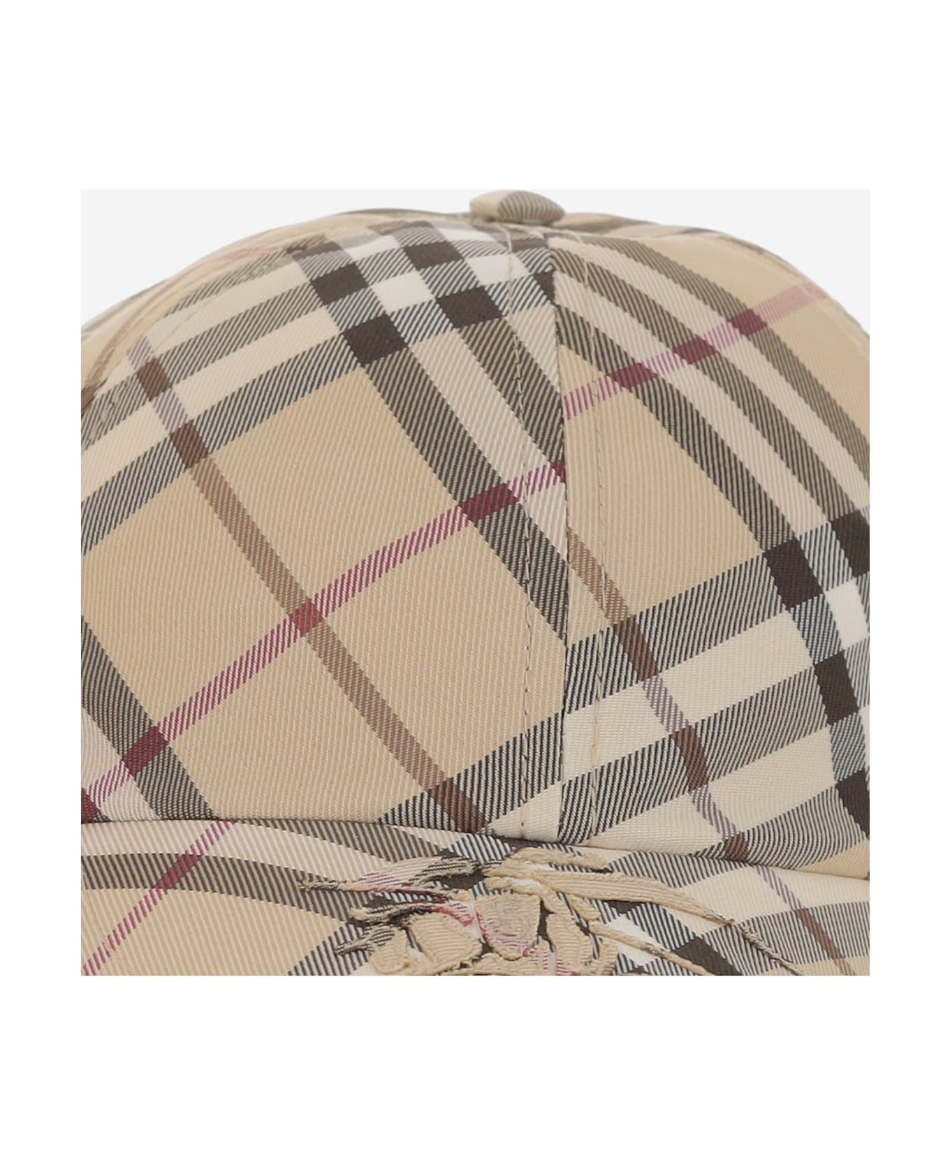 Burberry Baseball Cap With Check Pattern - Red