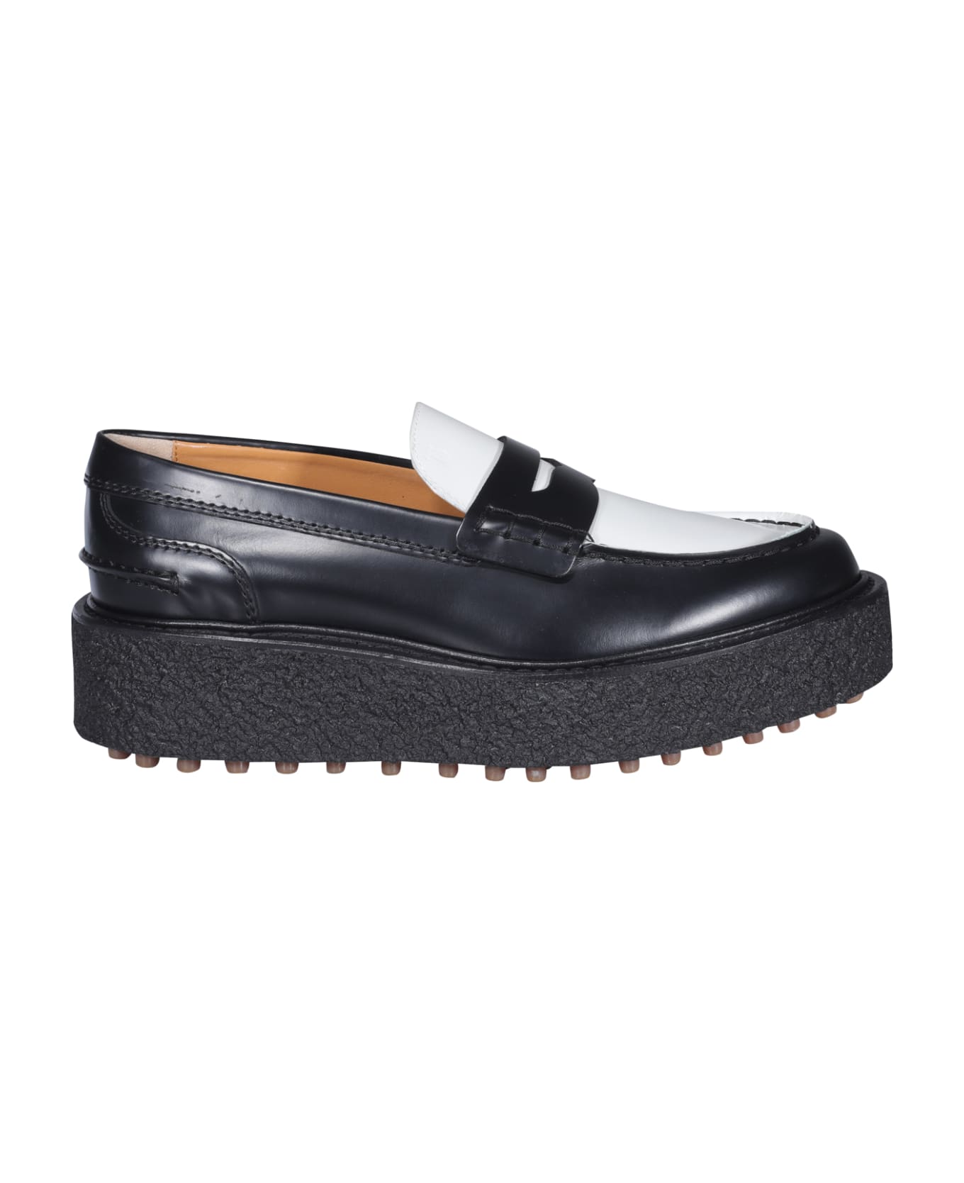 Tod's Platform Loafers - Nero/bianco calce