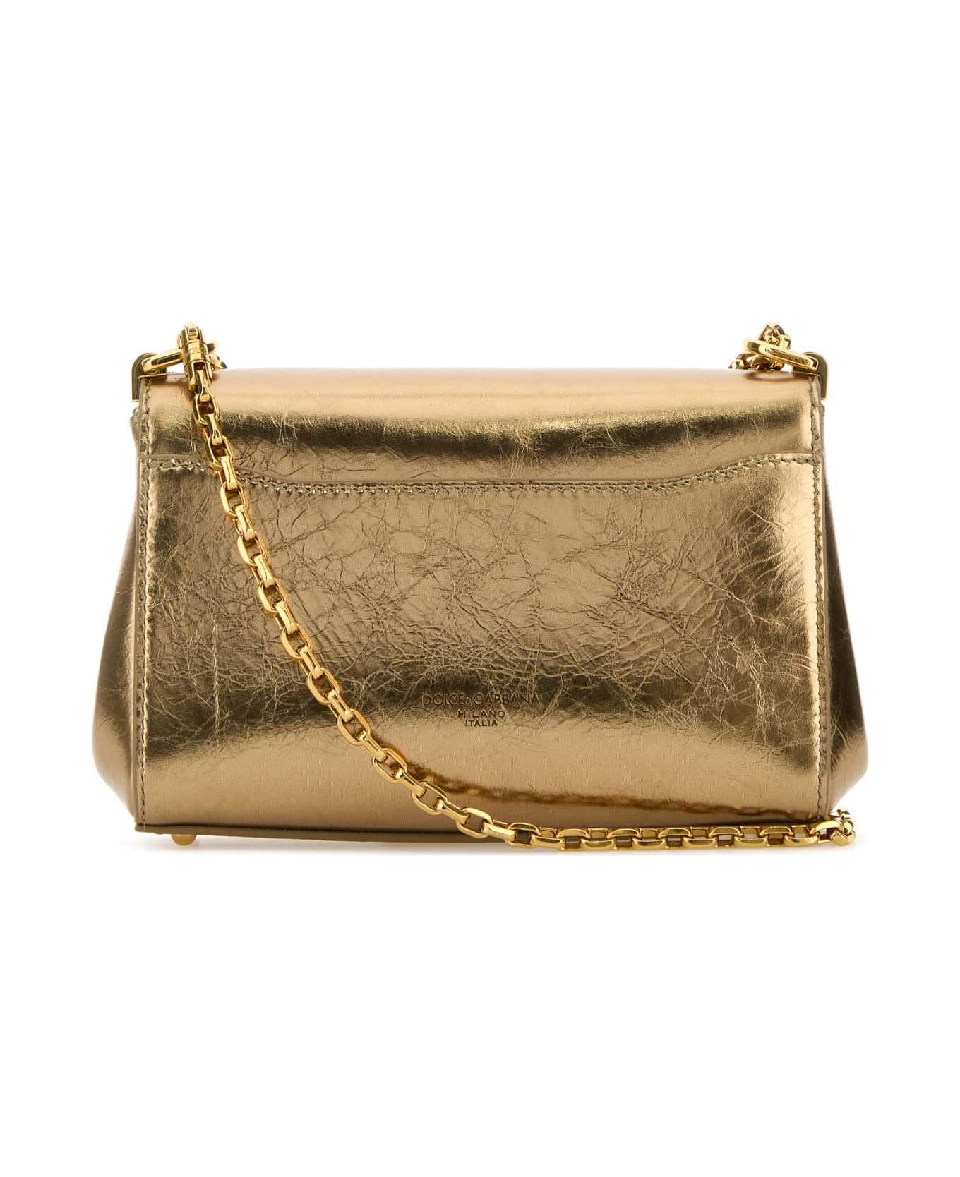 Dolce 
Gabbana Gold Leather Mini Marlene Shoulder Bag - ORO