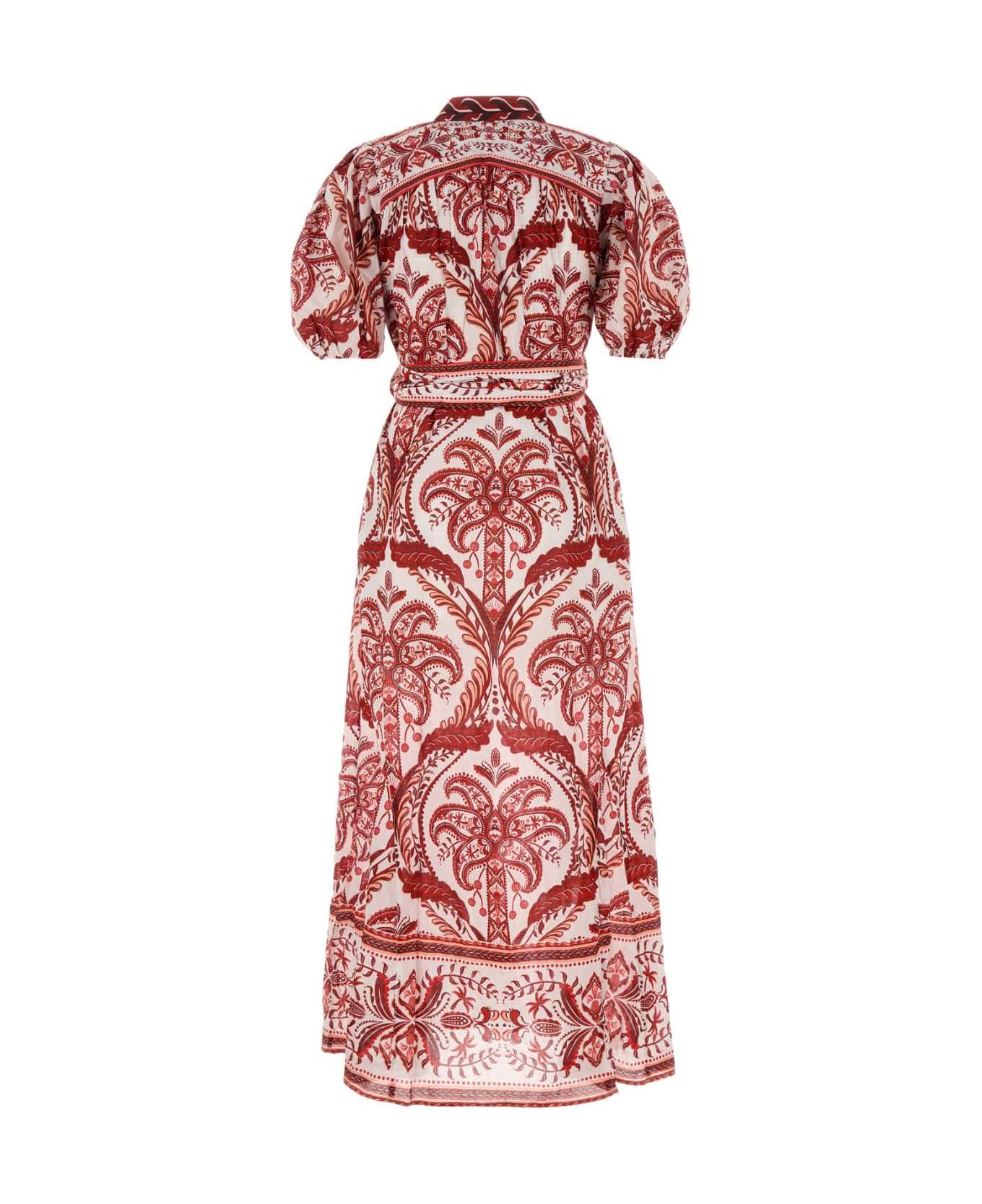 Farm Rio Printed Cotton Tropical Cameo Shirt Dress - TROPICALCAMEOOFFWHITE