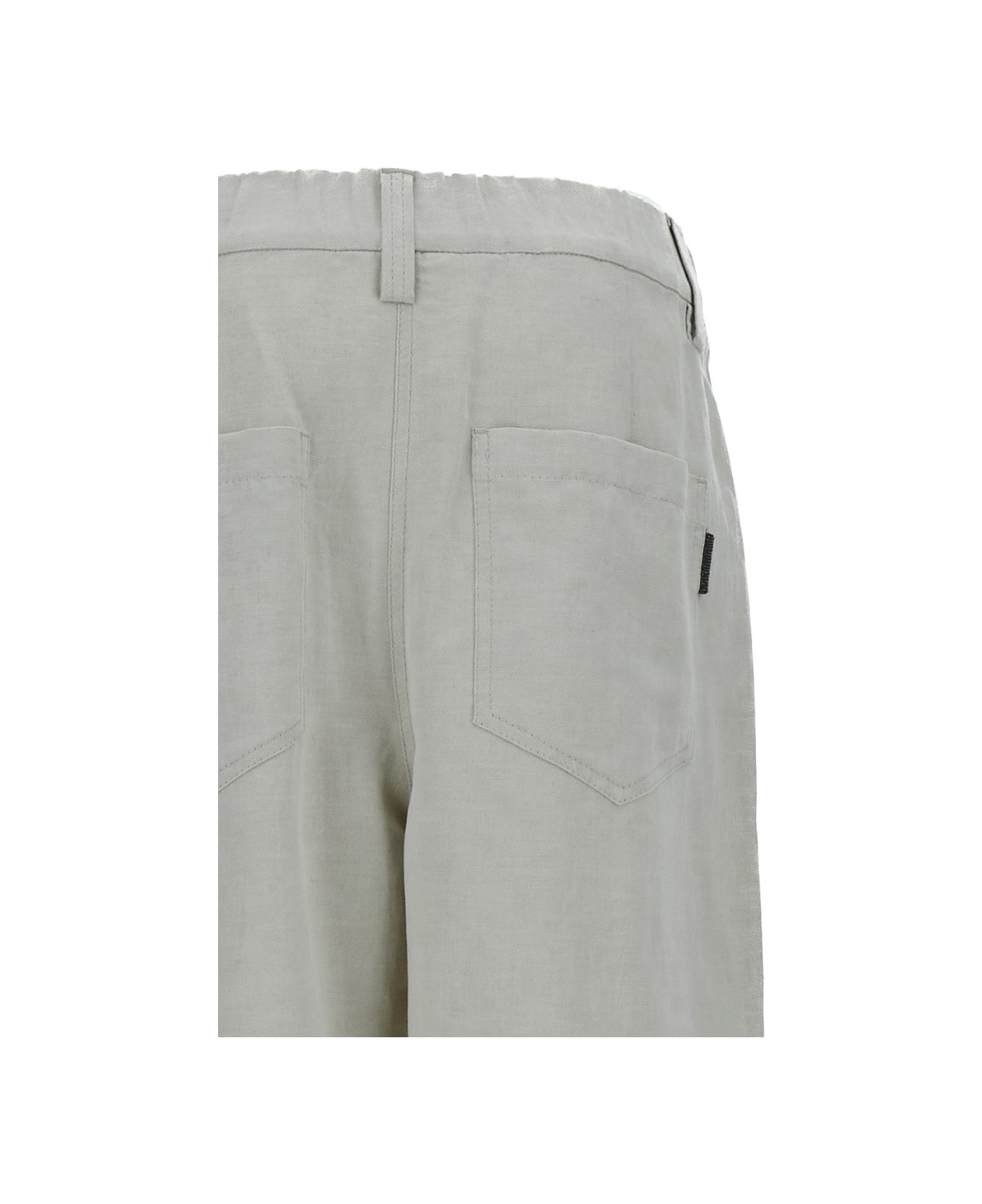 Brunello Cucinelli Grey Pleated Trousers In Linen Blend Woman - Grey
