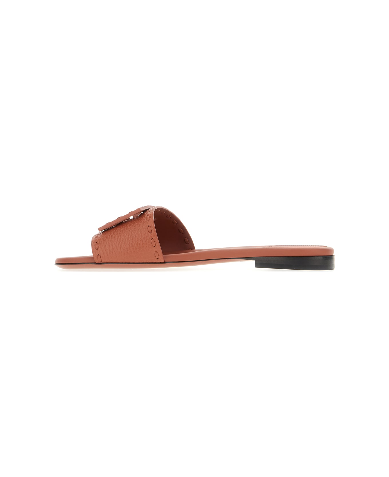 Fendi Brick Leather Baguette Slippers - SIENA