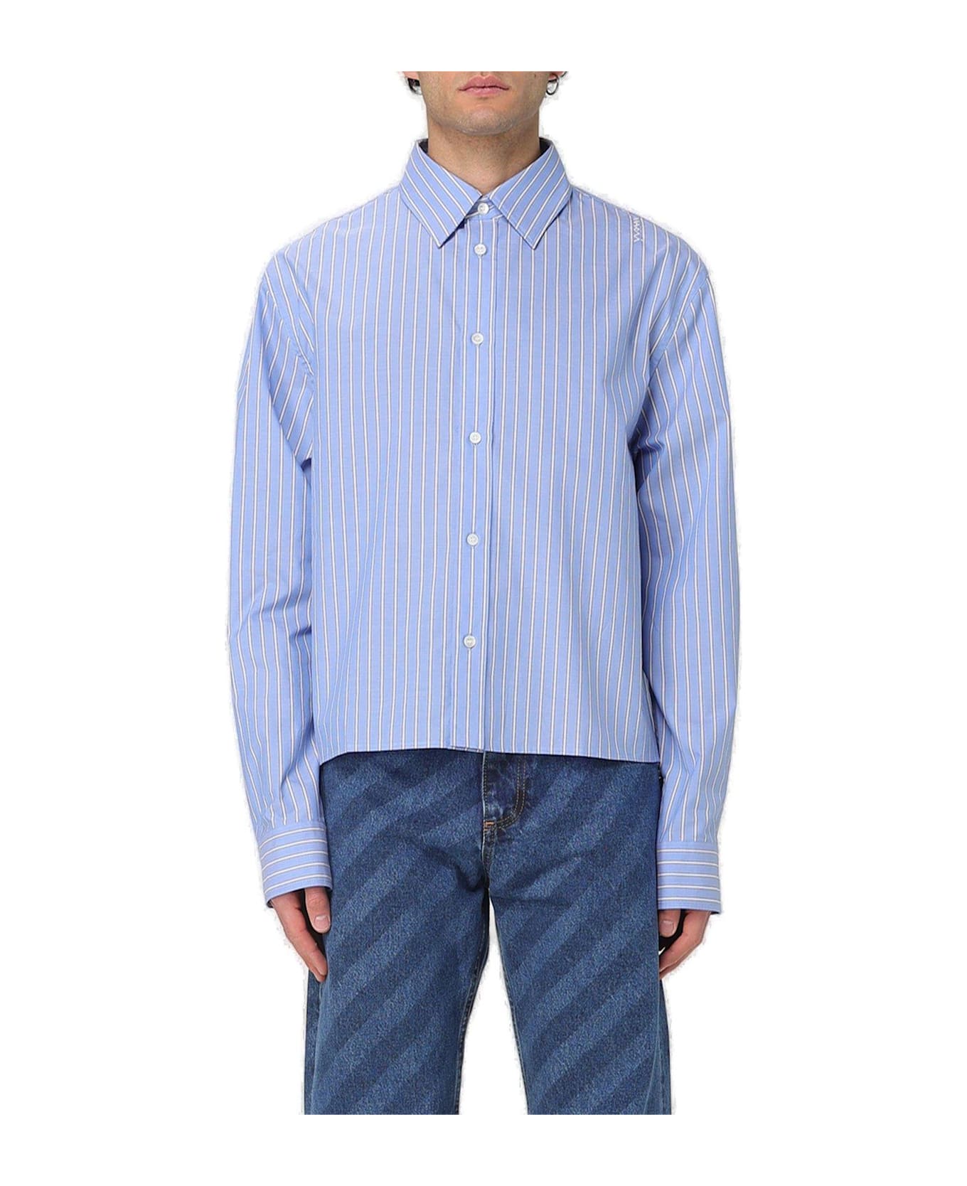 Marni Long-sleeved Striped Shirt - Clear Blue