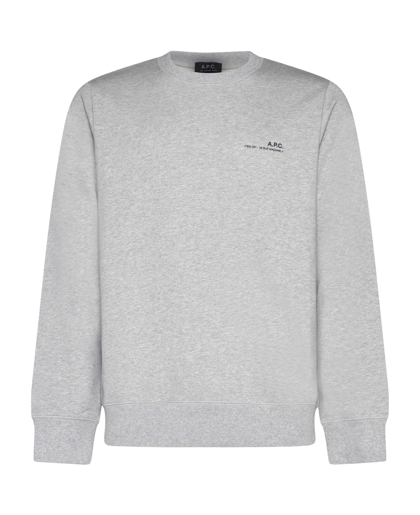 A.P.C. Sweatshirt With Logo - Heathered light grey フリース