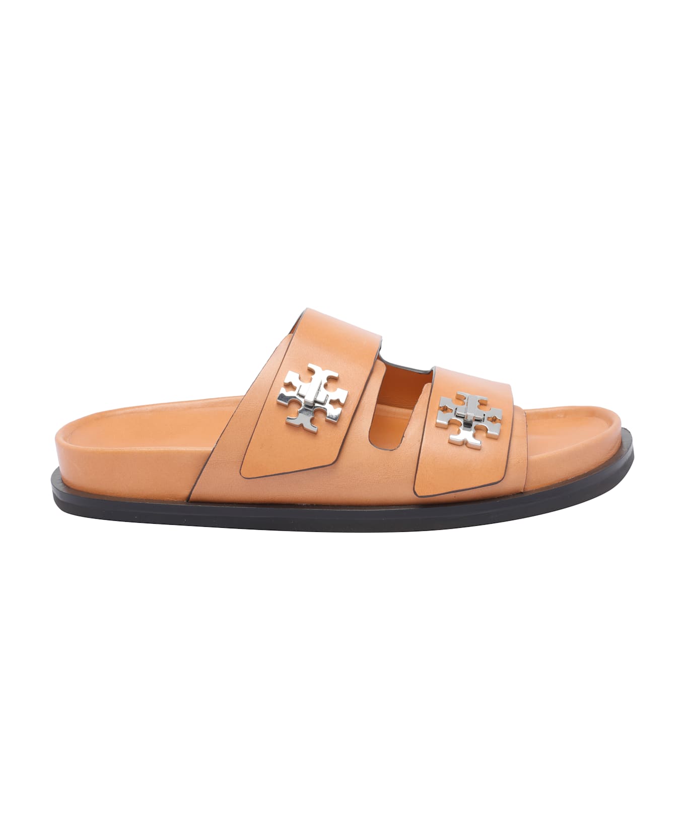 Tory Burch T Lock Sport Slides - Brown