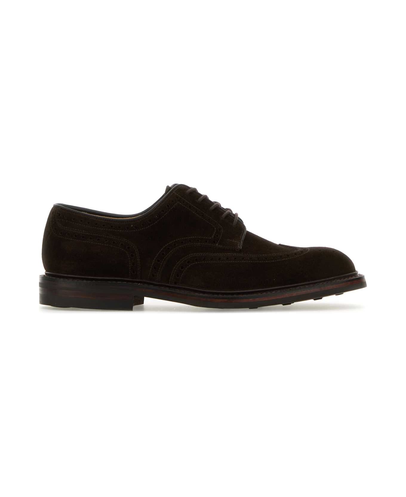 Crockett 
Jones Brown Suede Pembroke Lace-up Shoes - DARK BROWN SUEDE