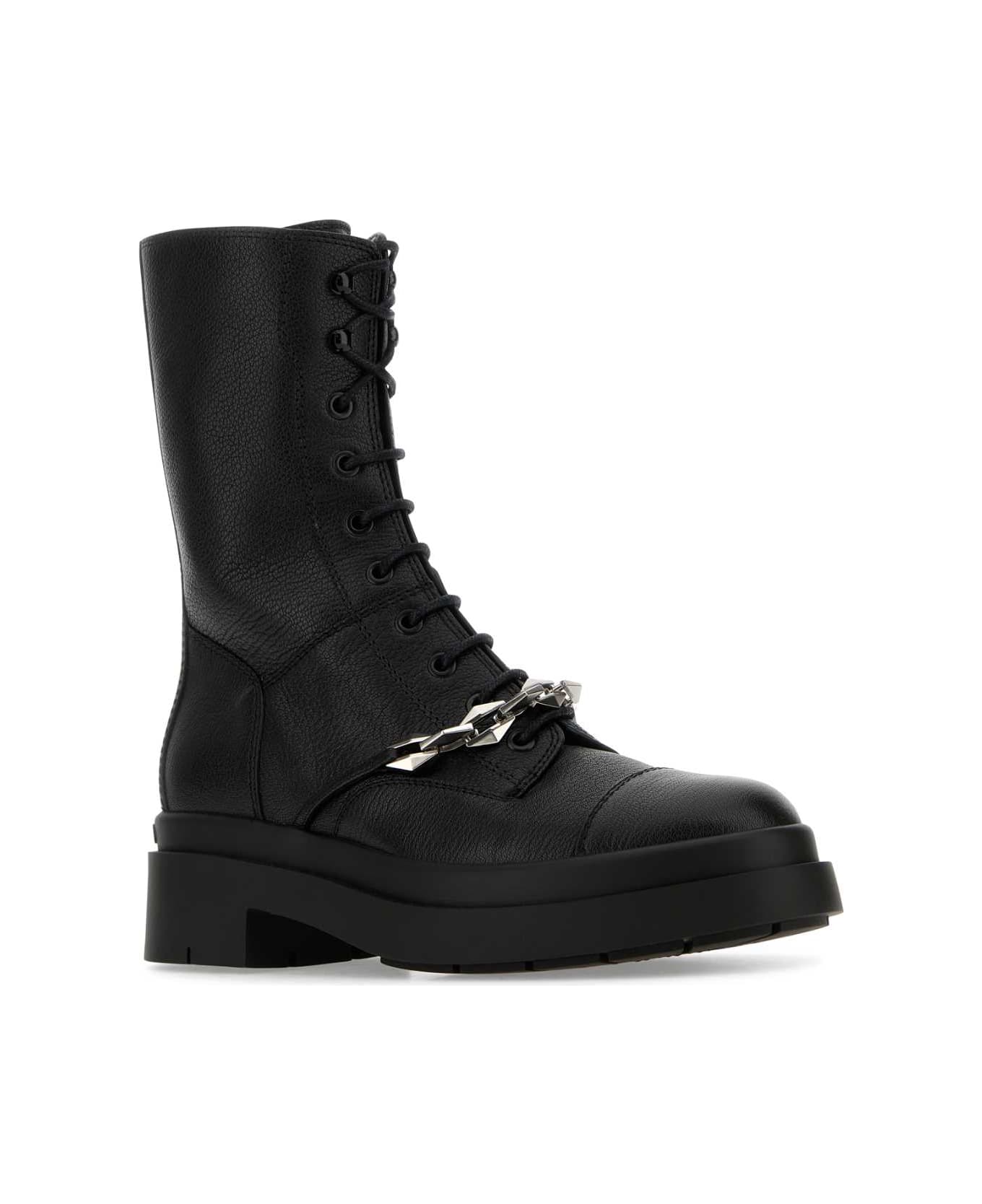 Jimmy Choo Black Leather Nari Ankle Boots - BLACKANTHRACITE