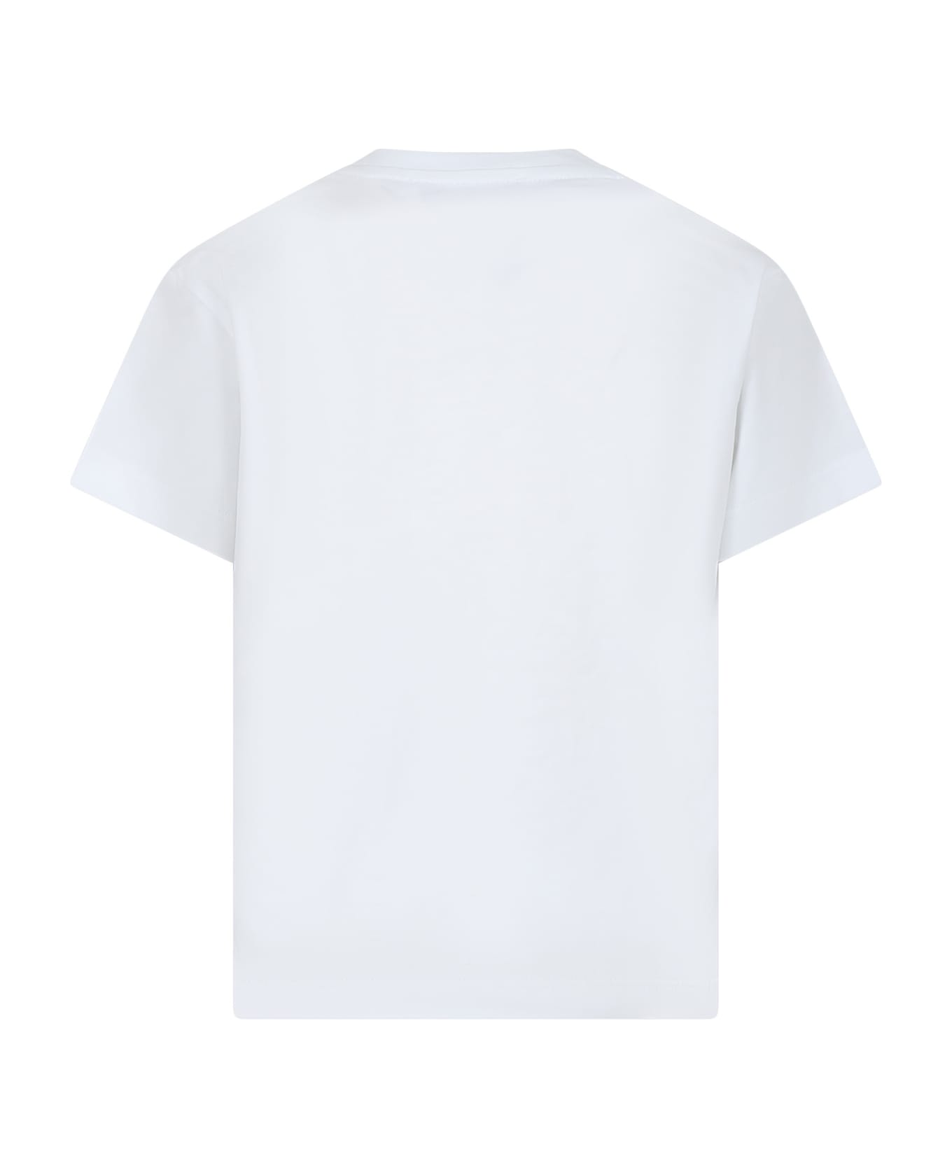 MSGM White T-shirt For Girl With Logo And Rhinestones