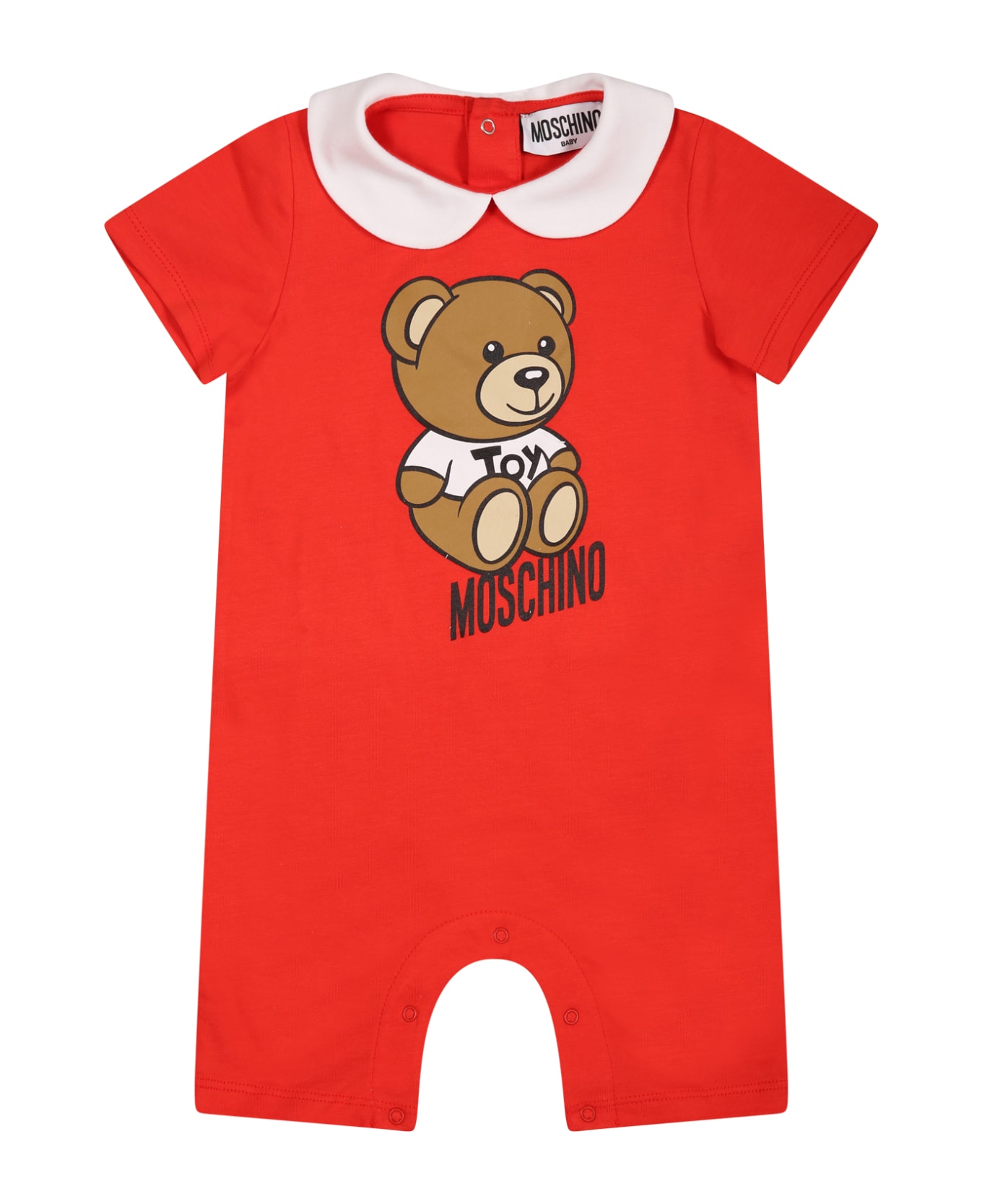 Moschino Red Romper For Babykids With Teddy Bear - Red