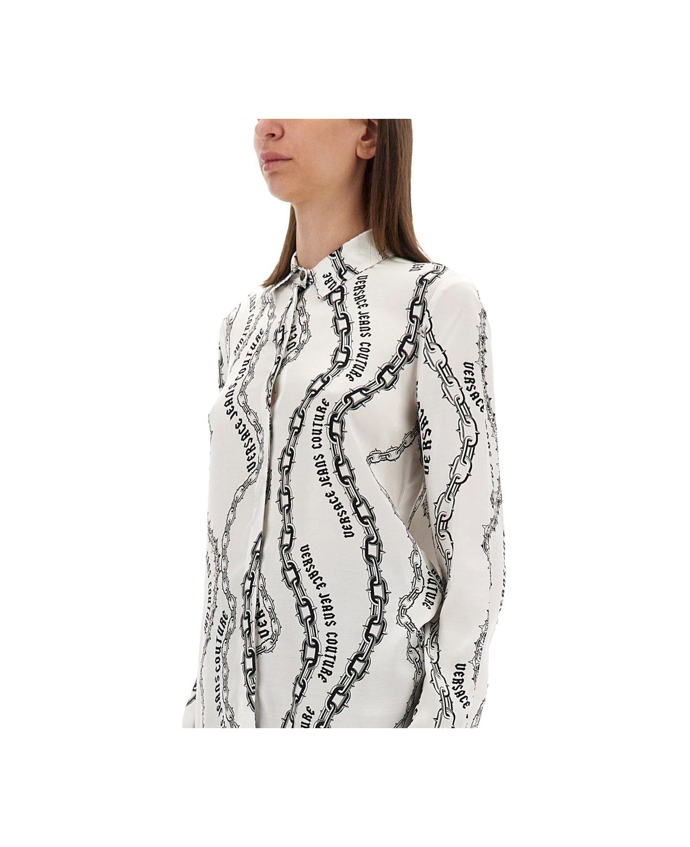Versace Jeans Couture Chain Couture-print Long-sleeved Shirt - WHITE