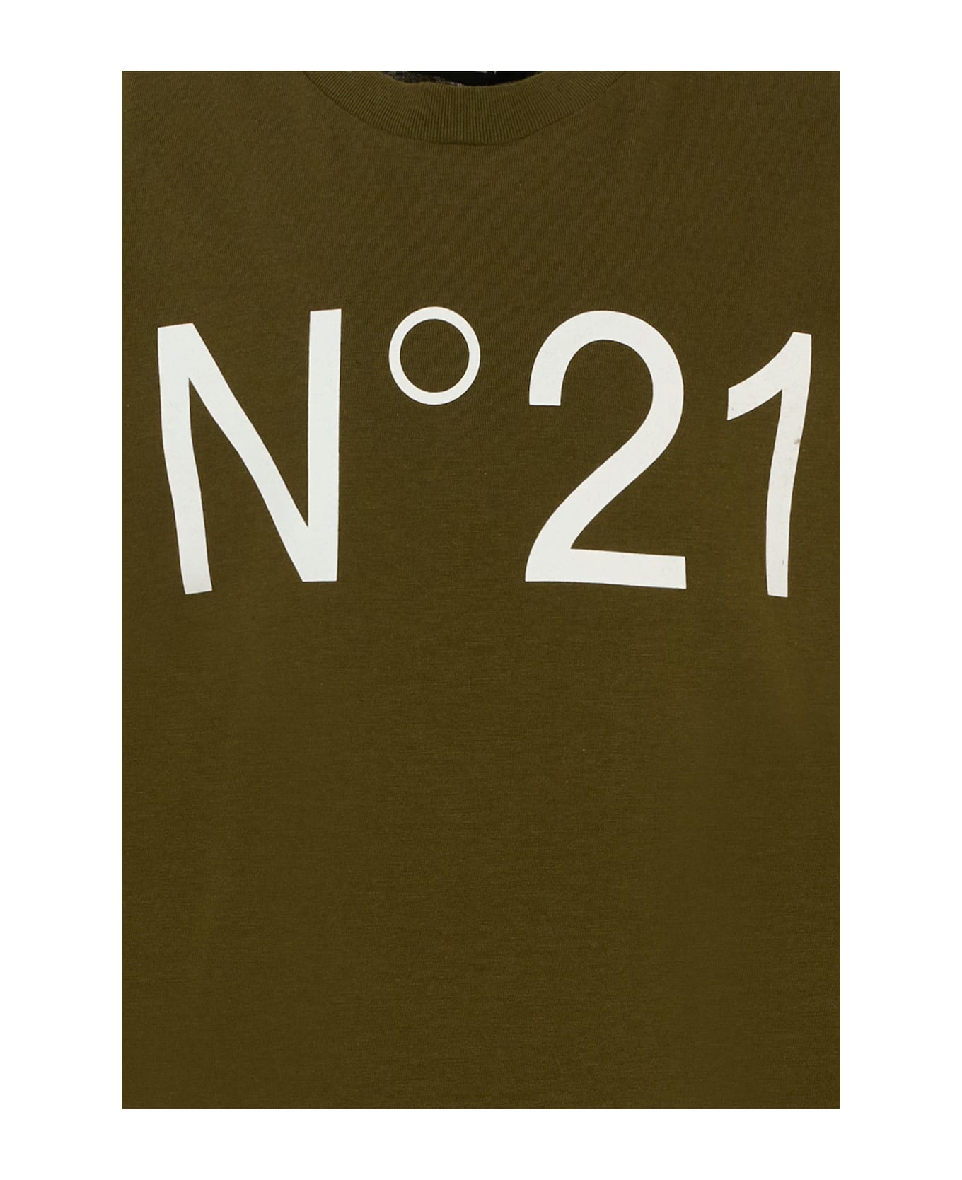N.21 Green T-shirt For Kids With Logo - Green
