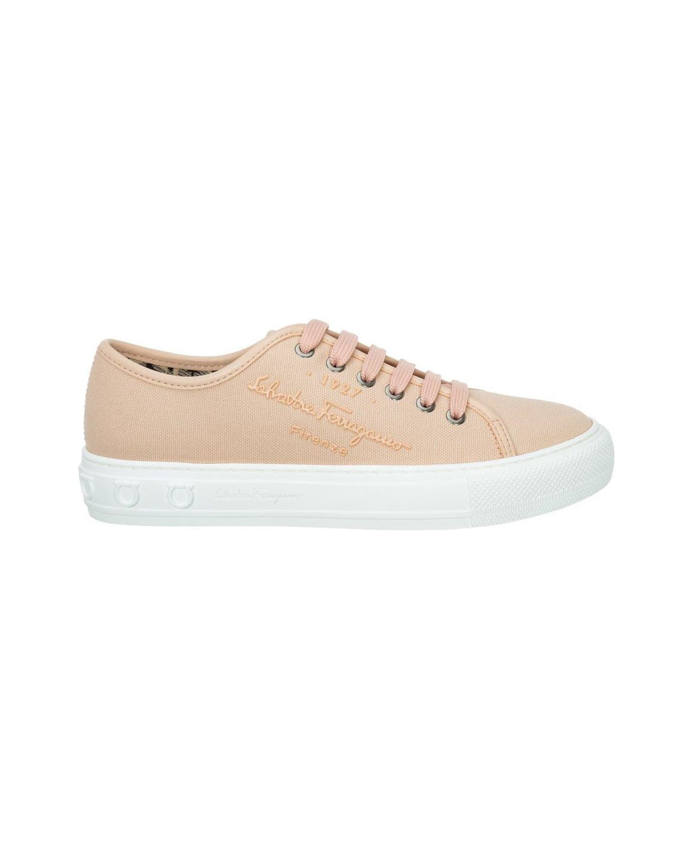Ferragamo Logo Embossed Lace-up Sneakers - Pink スニーカー