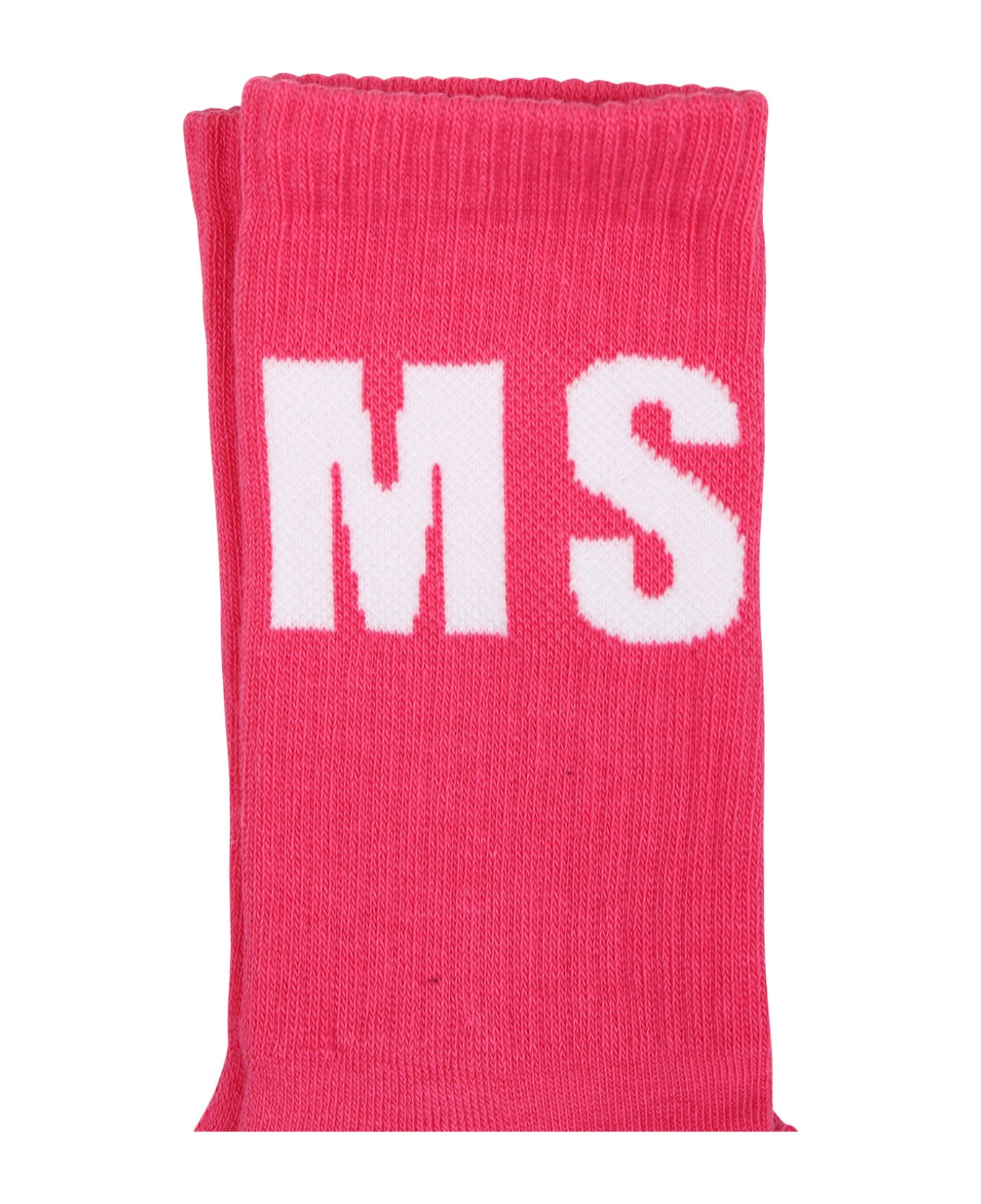 MSGM Fuchsia Socks For Kids With Logo - Fuchsia