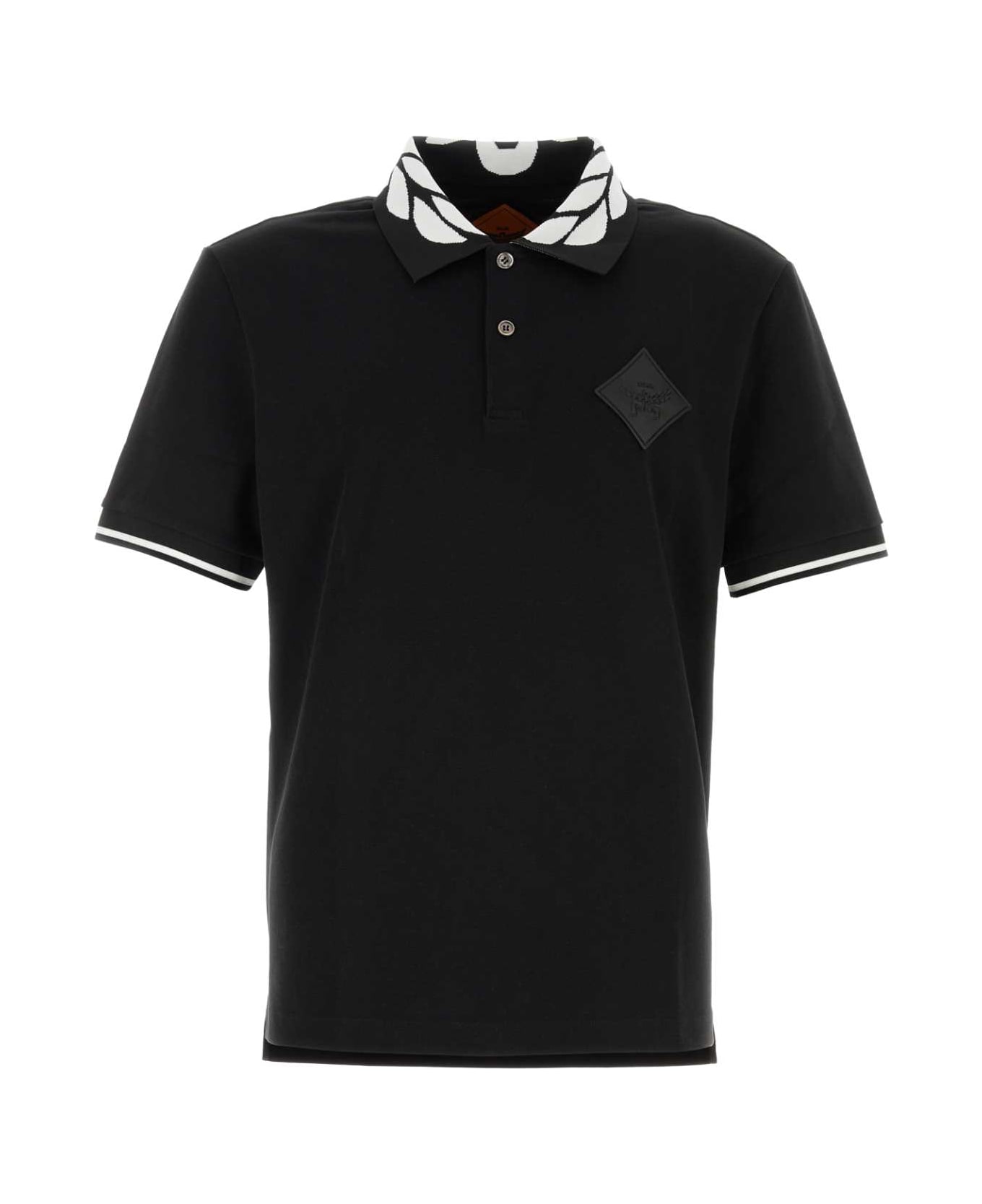 MCM Black Stretch Piquet Polo Shirt - BLACK