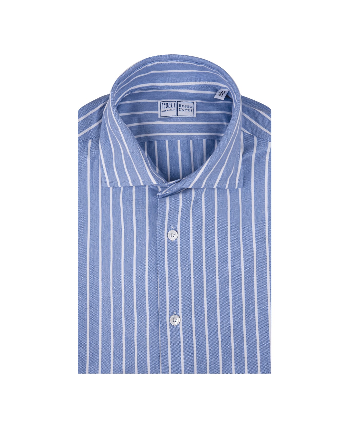 Fedeli Striped Blue Strech Shirt - Blue