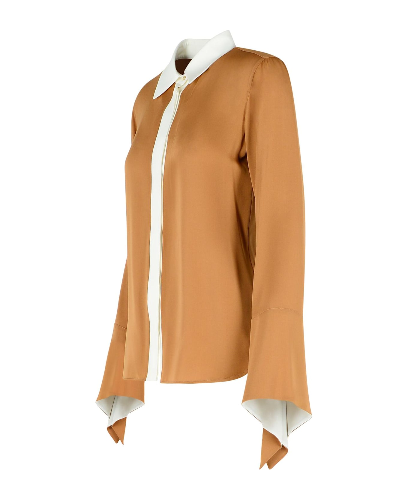 Max Mara 'pio' Beige Silk Shirt - BEIGE