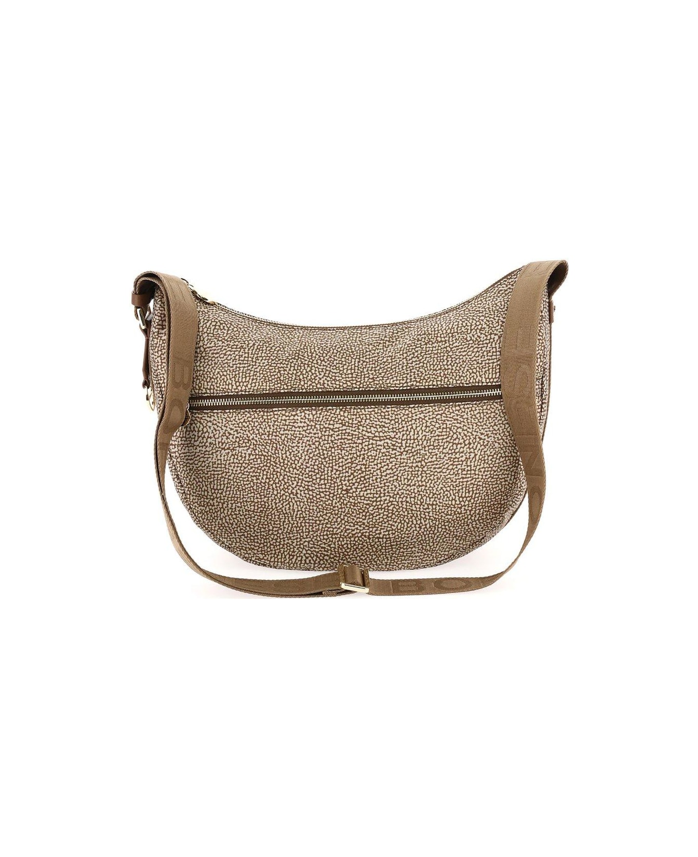 Borbonese Zipped Medium Shoulder Bag - Beige/marrone