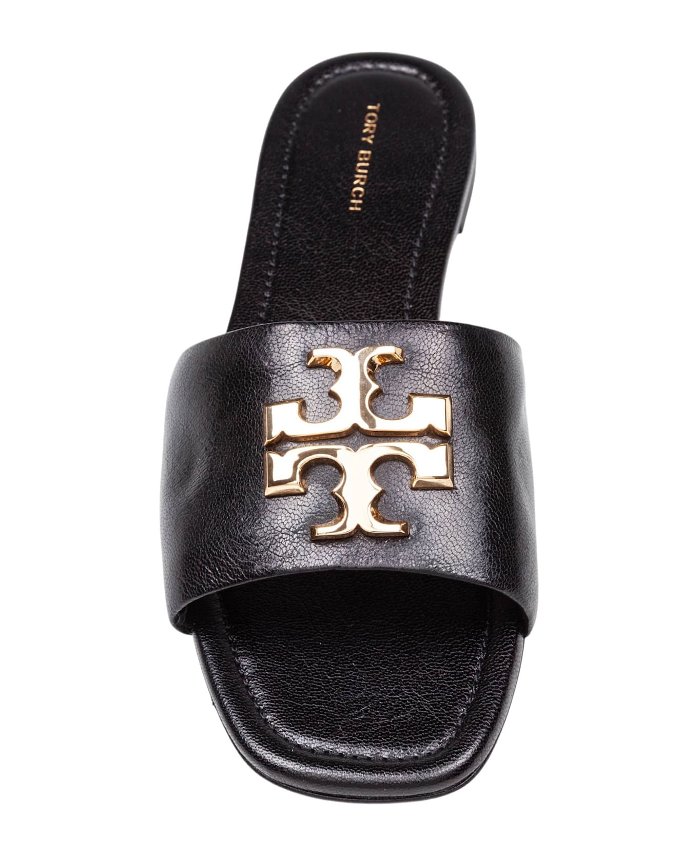 Tory Burch Eleanor Leather Slider Color Black -  Black/Gold