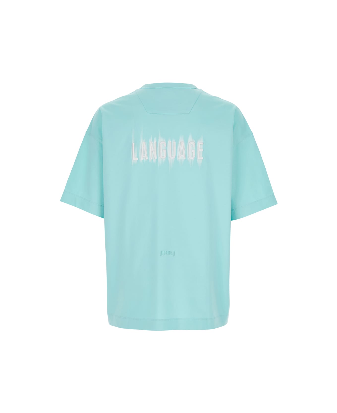 Juun.J Light Blue T-shirt With Logo Embroidered On The Front And Print On The Back In Cotton Man - Light blue
