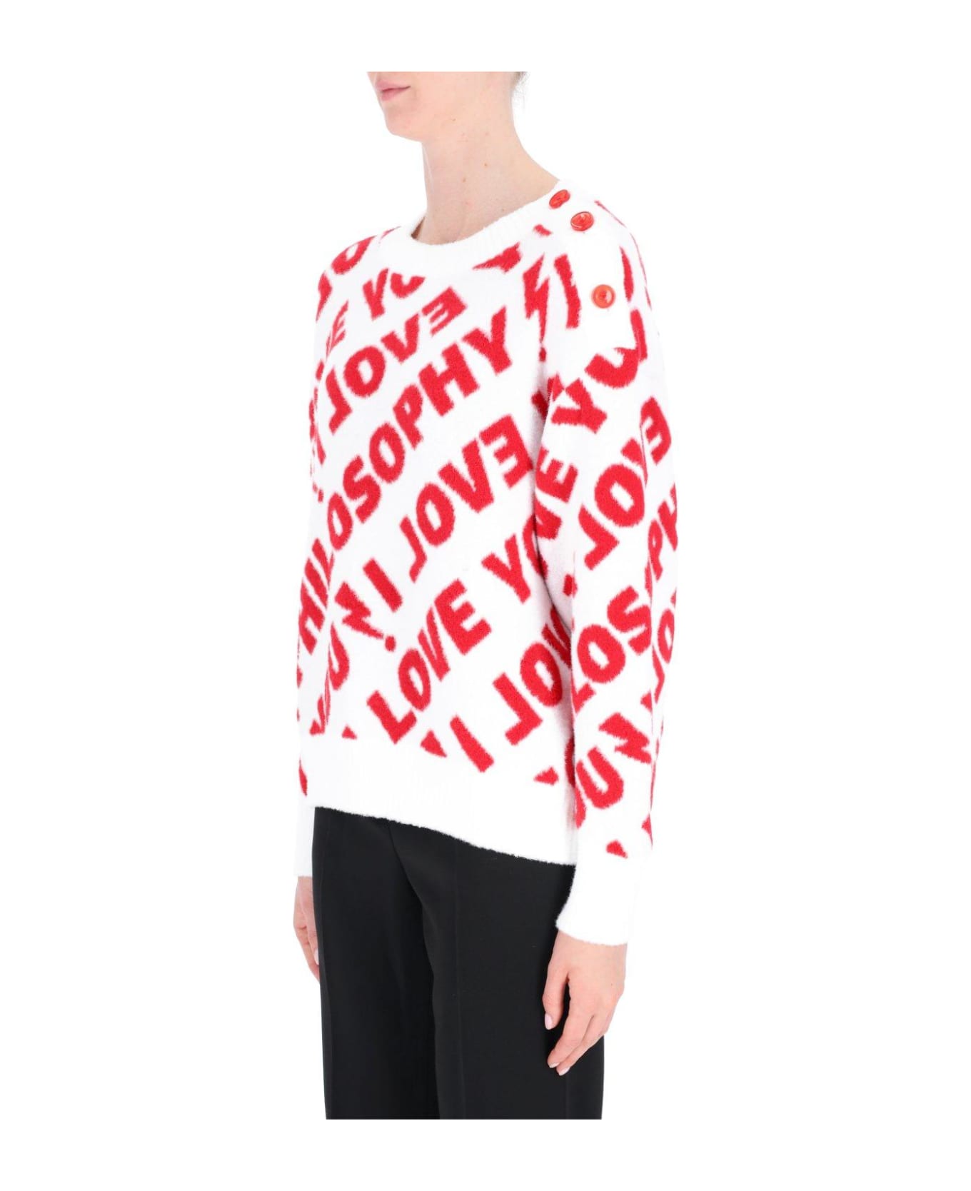 Philosophy di Lorenzo Serafini I Love You Philosophy Knitted Jumper Sweater - Bianco/rosso