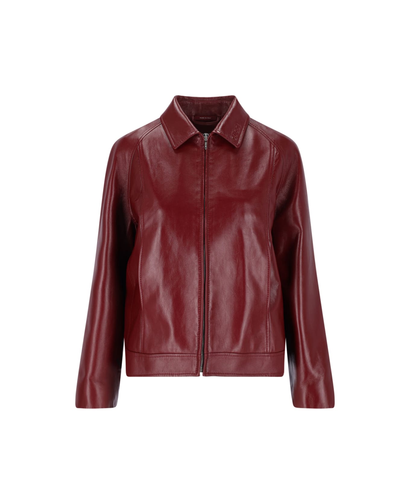 Gucci Leather Zip Jacket - Red
