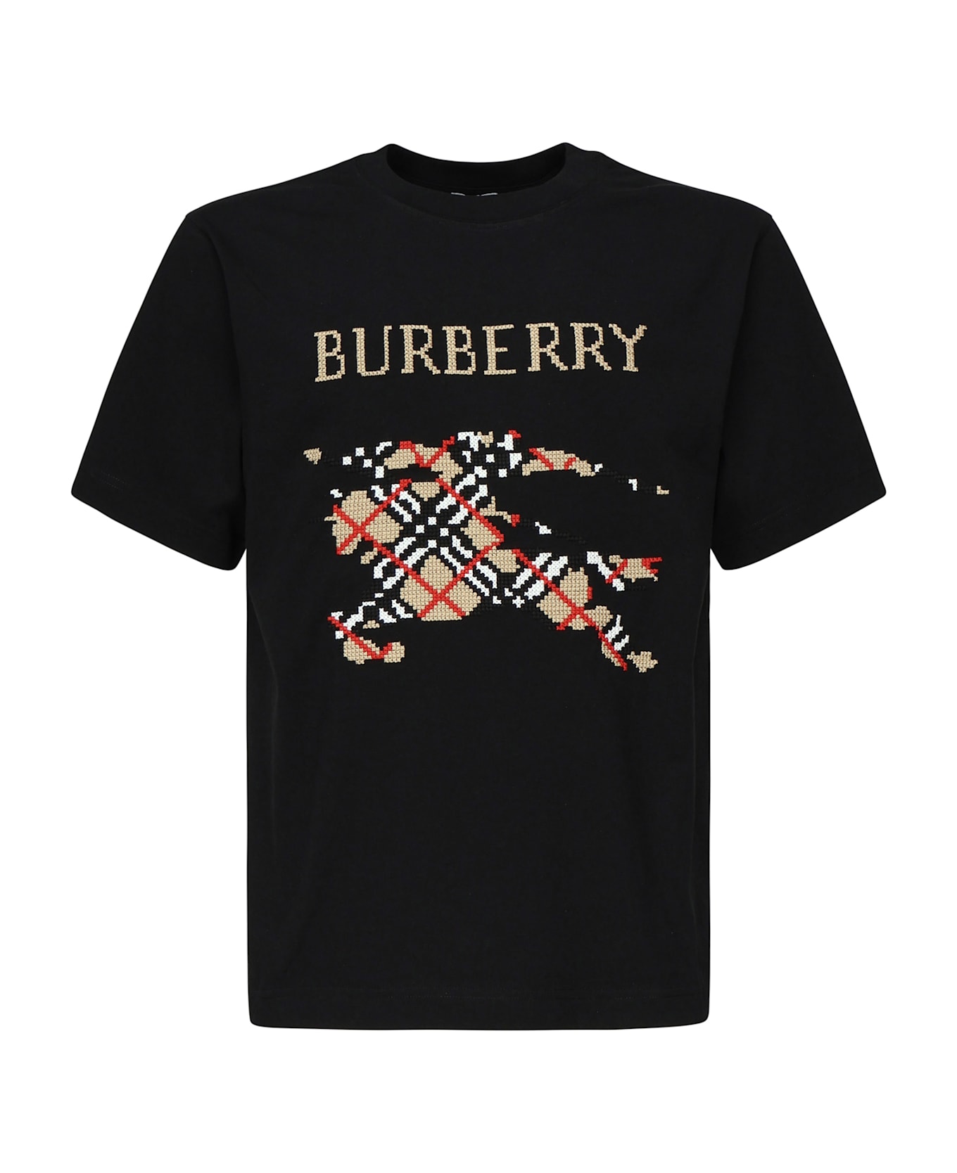 Burberry T-shirt With Cross-stitch Ekd - Black