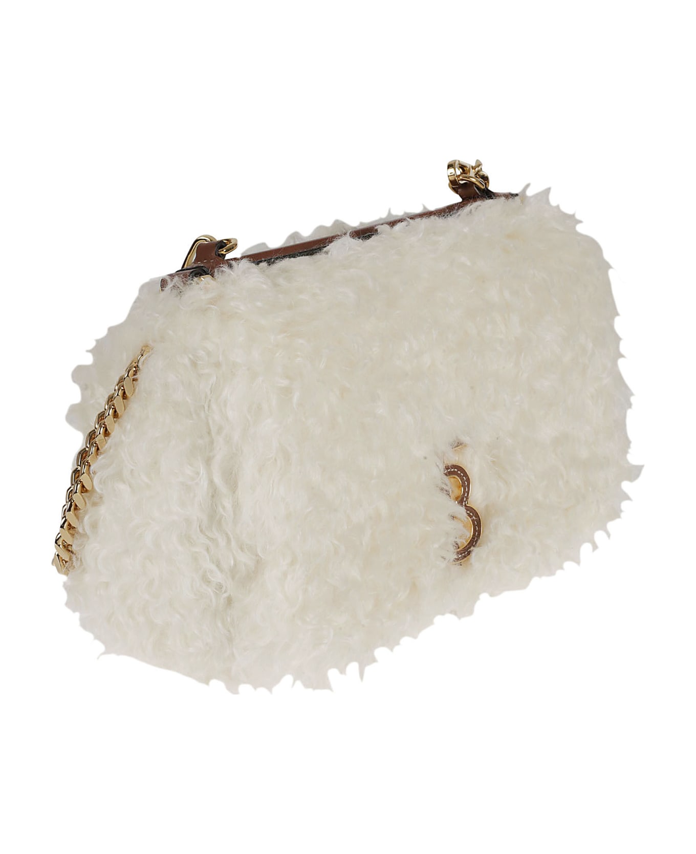Burberry Fur Logo Shoulder Bag - White