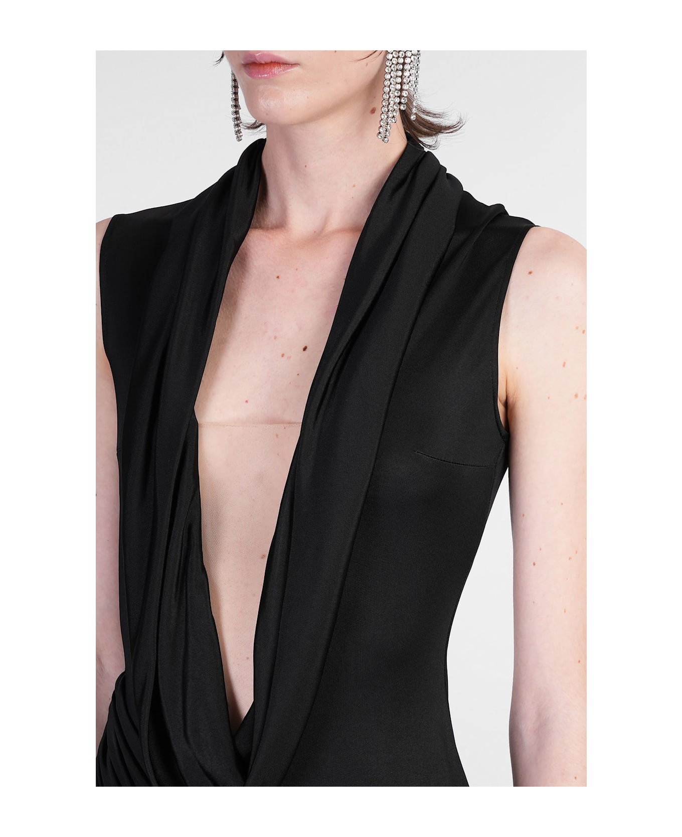 David Koma Long Dress In Black Acetate - black