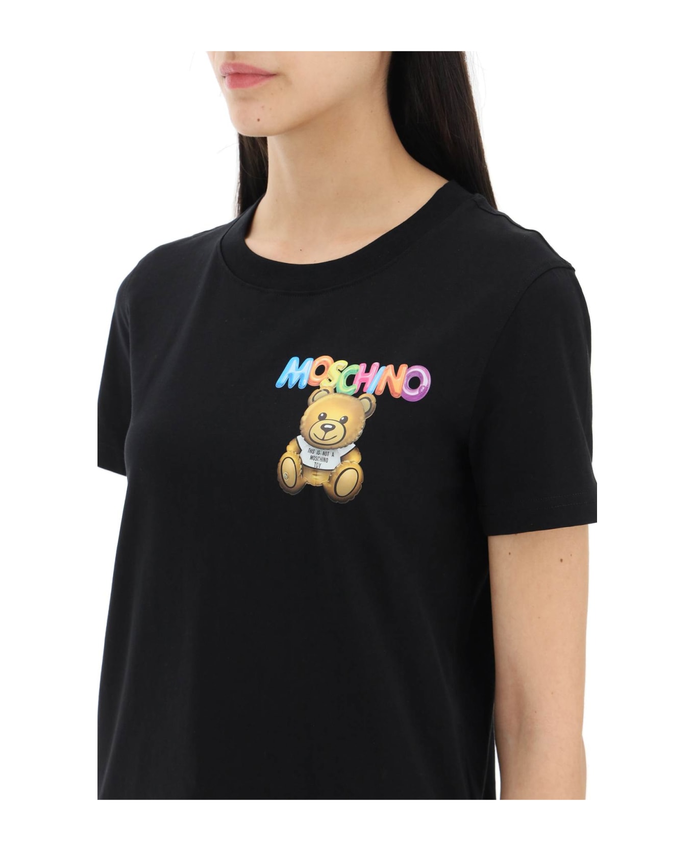Moschino Teddy Bear Logo T-shirt - FANTASIA NERO (Black)