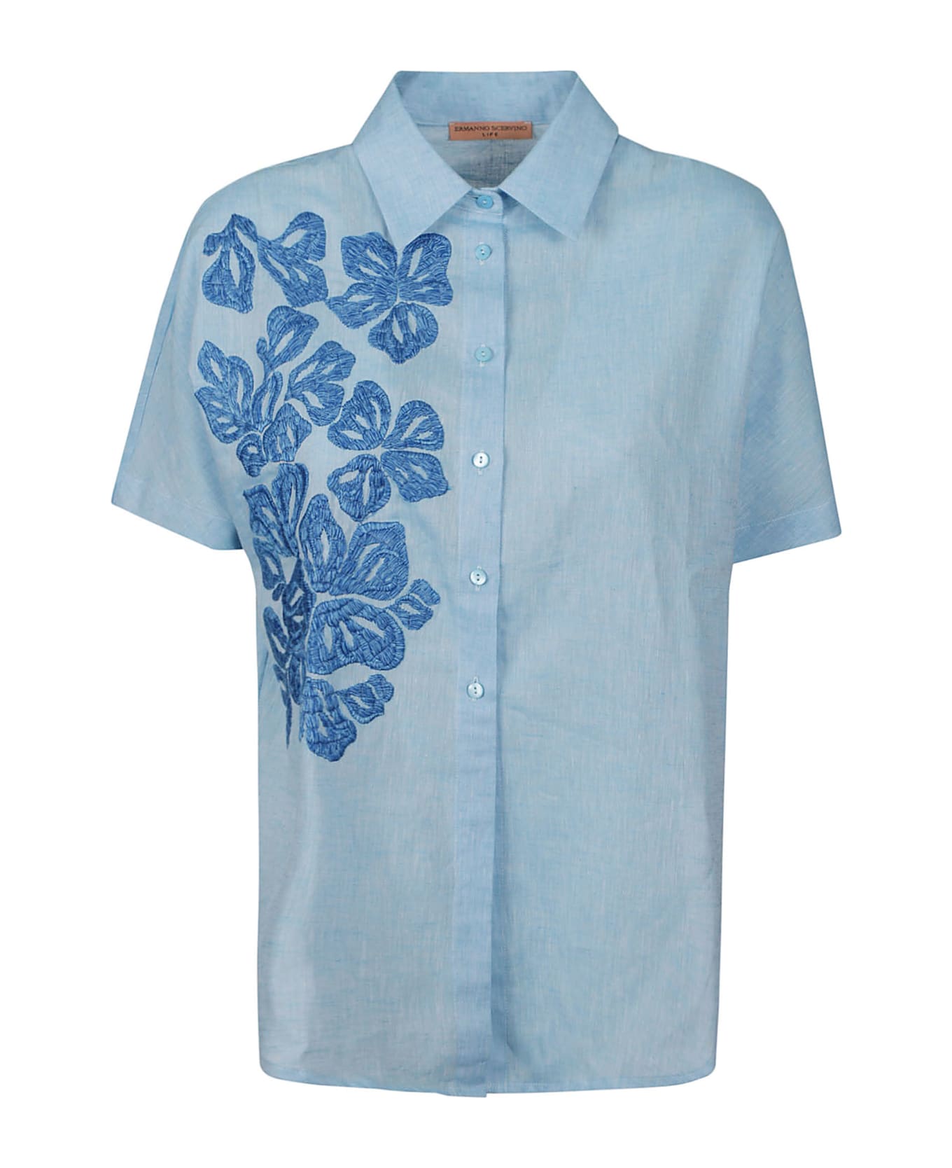 Ermanno Scervino Short-sleeved Floral Shirt - Azure