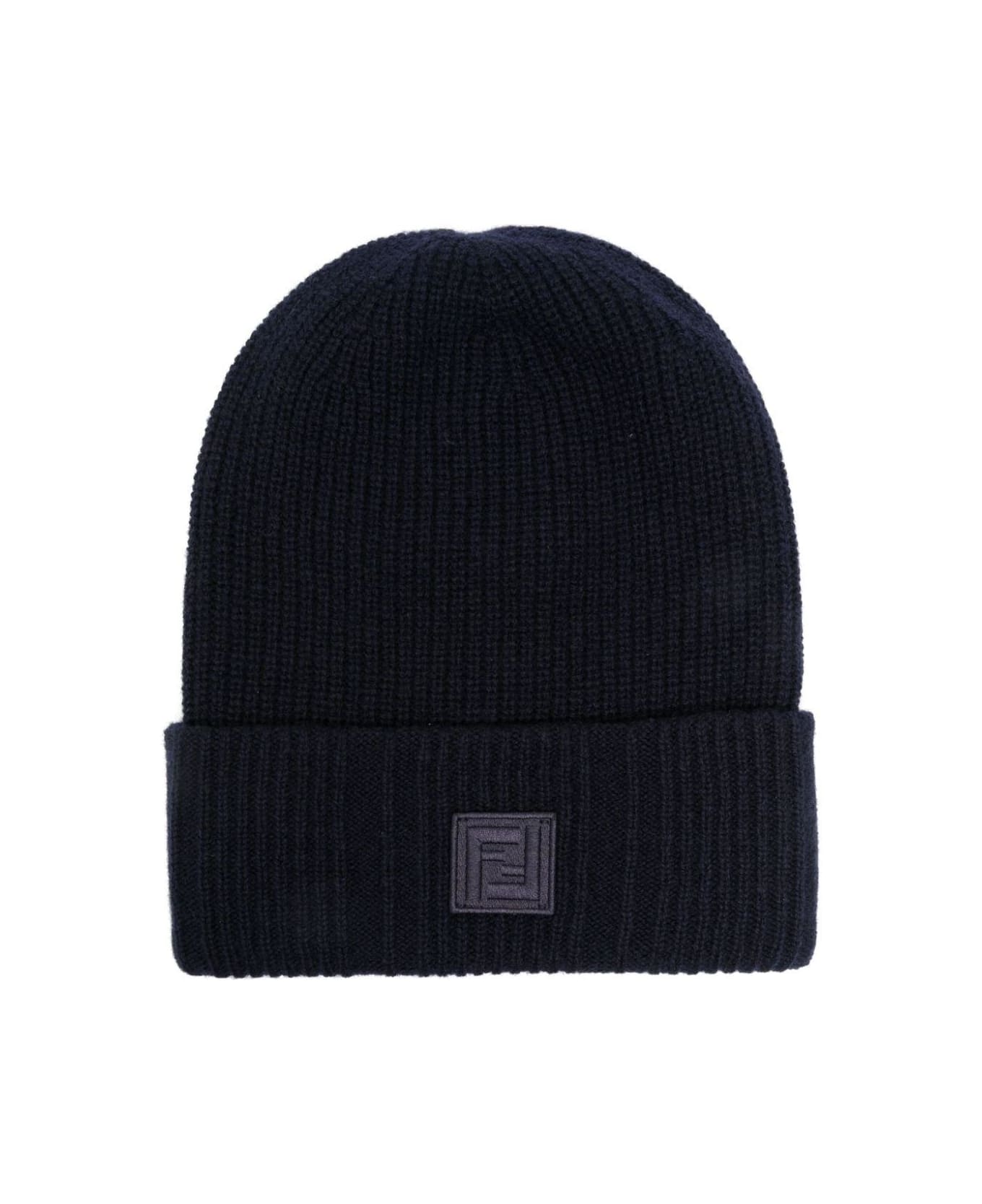 Fendi Logo Patch Beanie - Blue