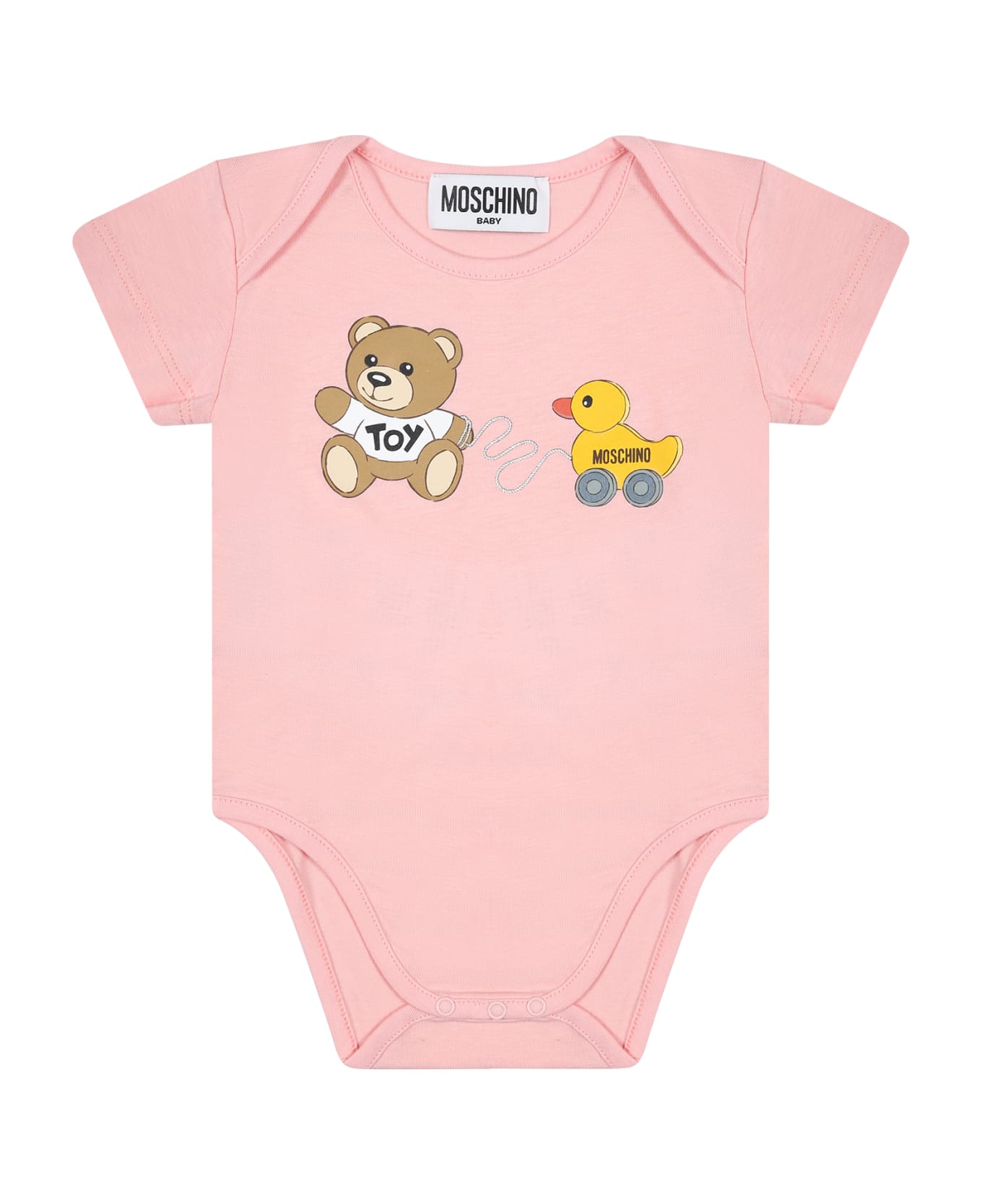 Moschino Pink Set For Baby Girl With Teddy Bear - Pink ボディスーツ＆セットアップ