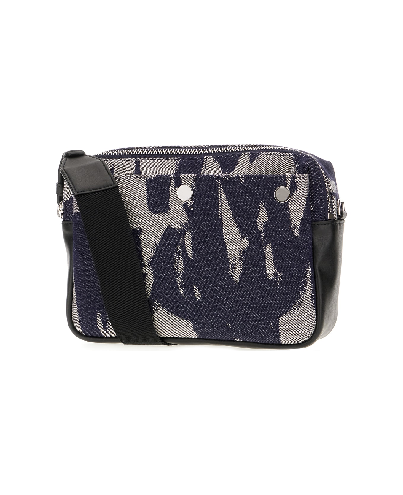 Alexander McQueen Printed Denim Crossbody Bag - DK BLUE IVORY BLACK