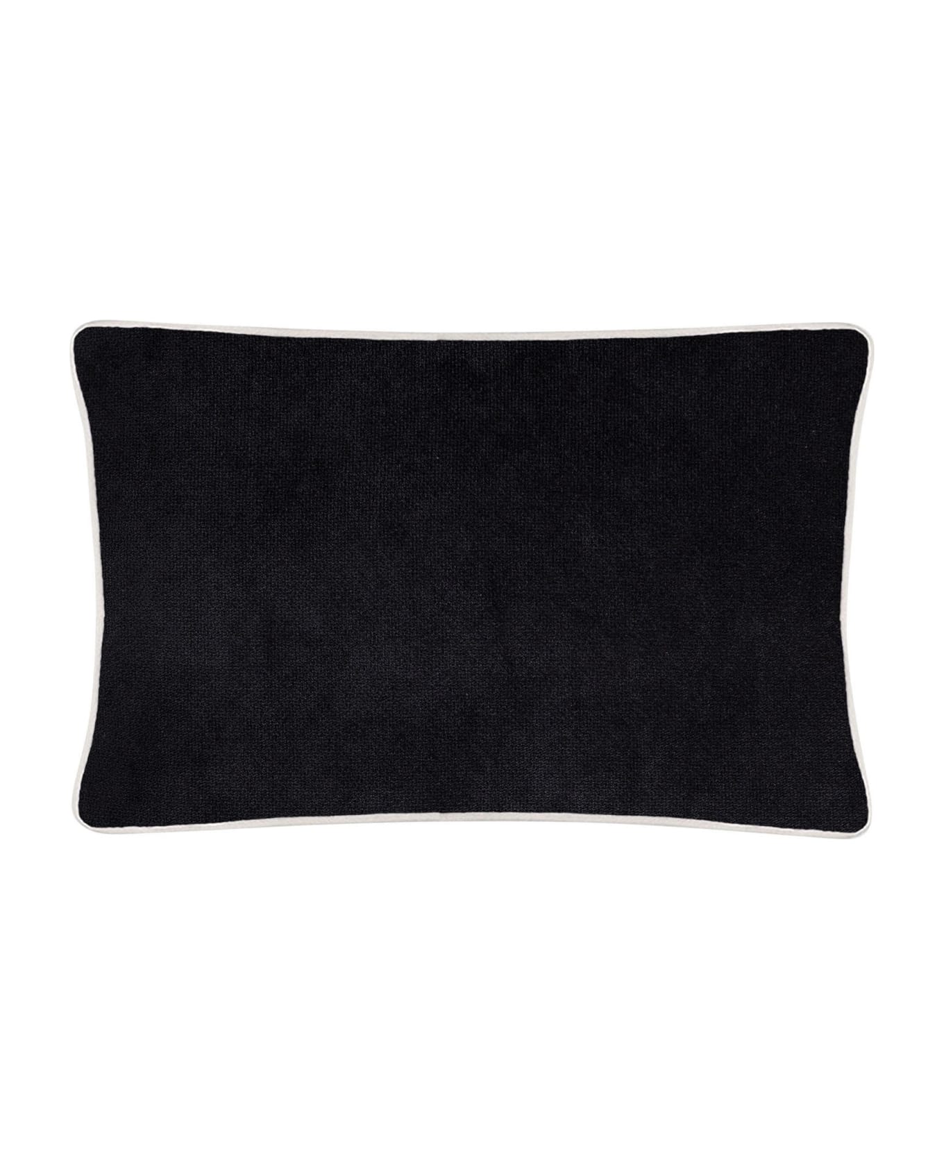 Lo Decor Happy Frame Velvet Pillow - Black/Cream クッション