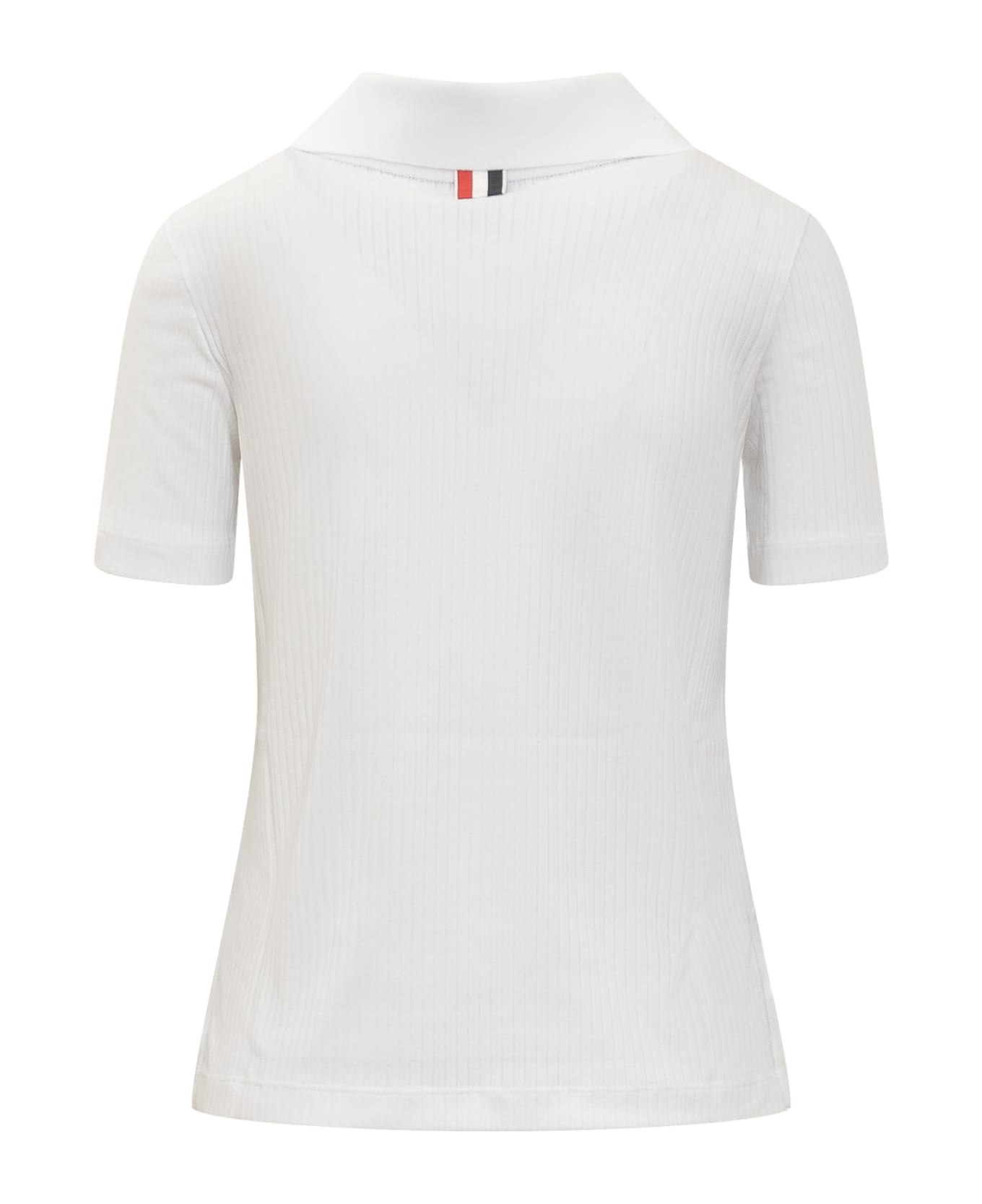 Thom Browne S/s Polo With Web Stripes - White