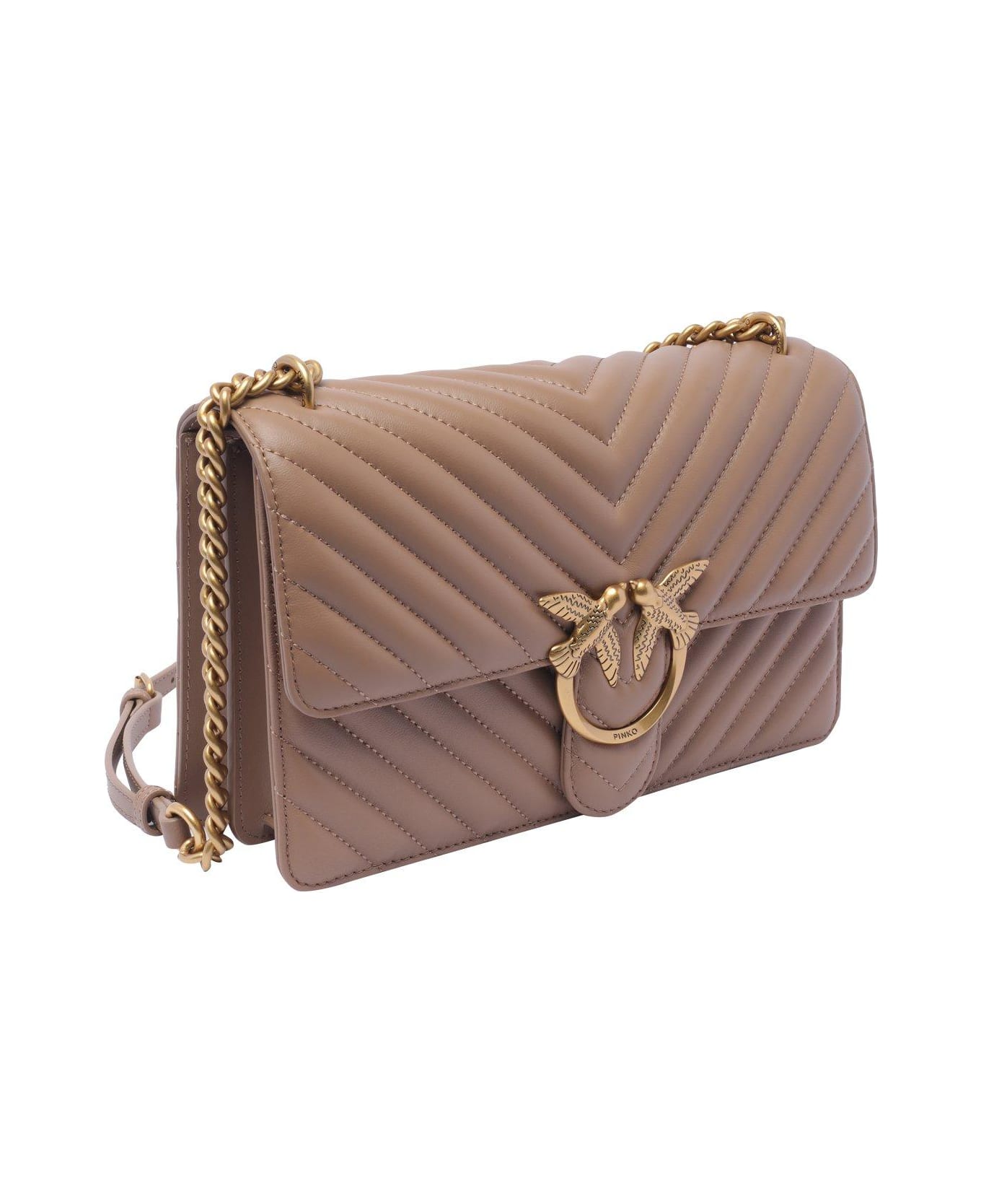 Pinko Love One Classic Chain-linked Crossbody Bag - Ginger biscuit