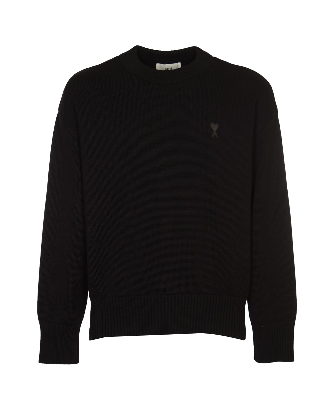 Ami Alexandre Mattiussi Logo Embroidered Rib Sweatshirt - Black ニットウェア