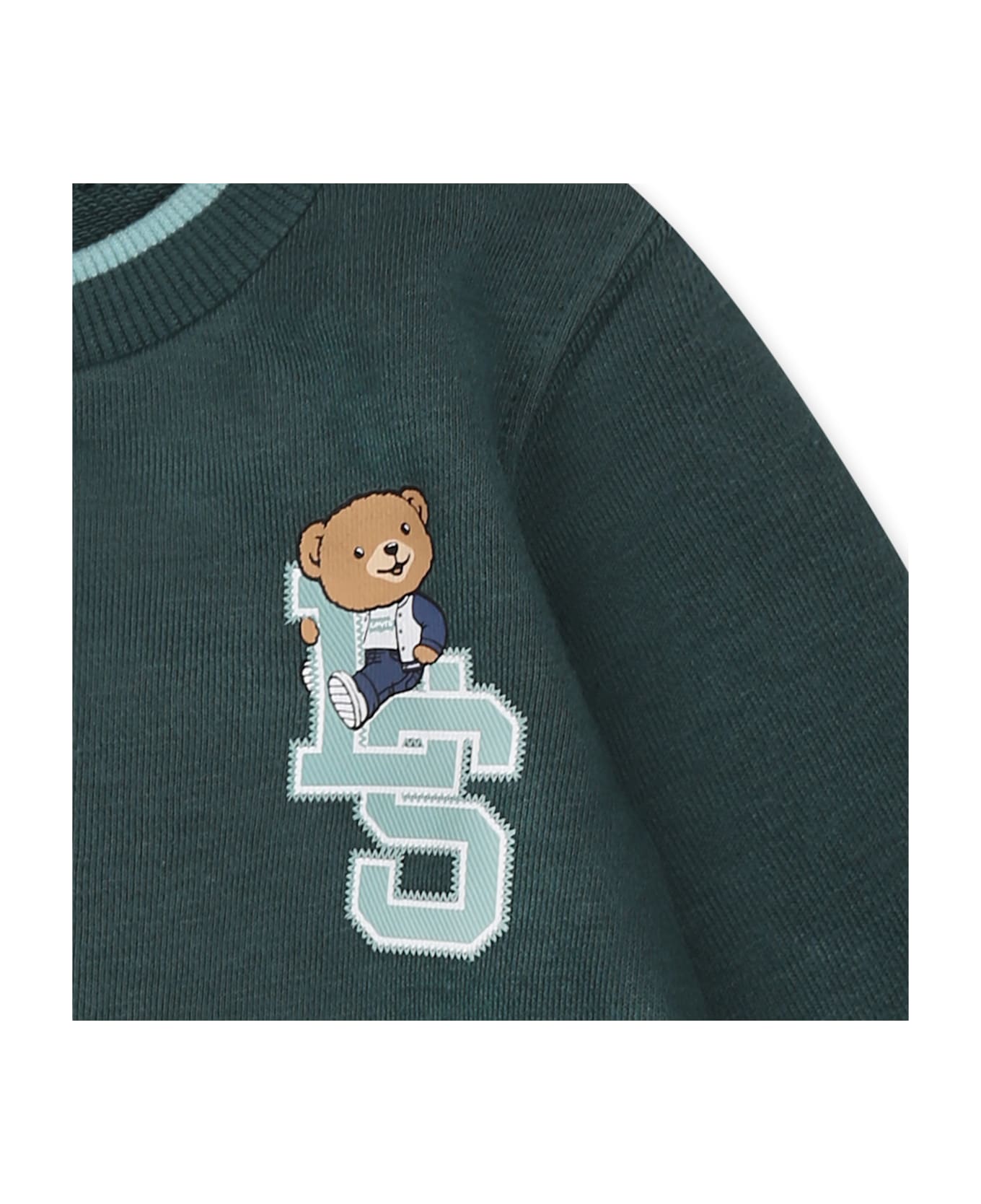 Levi's Green Sweatshirt For Baby Boy With Teddy Bear Print - Green