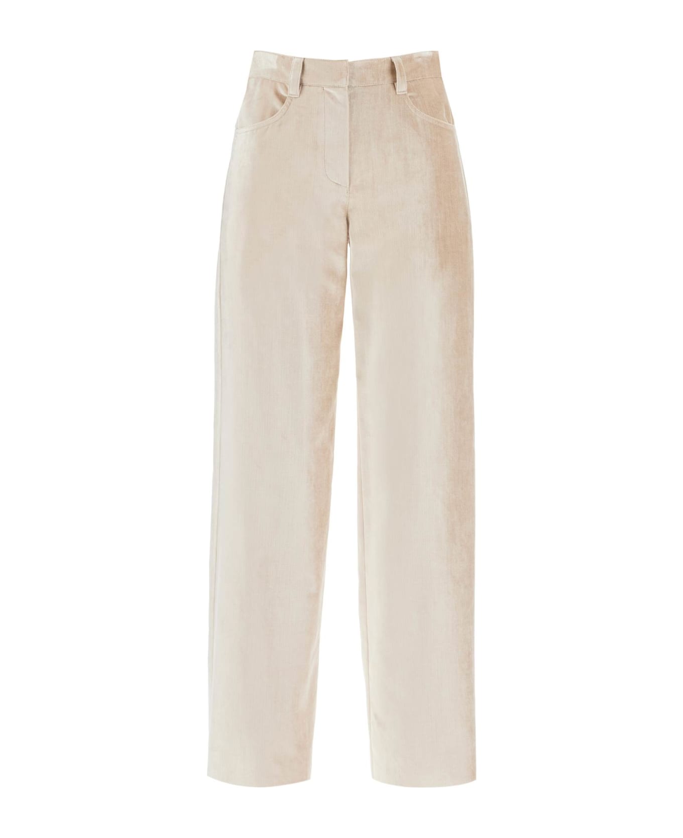 Brunello Cucinelli Velvet Pants For A Stylish Look. - Beige