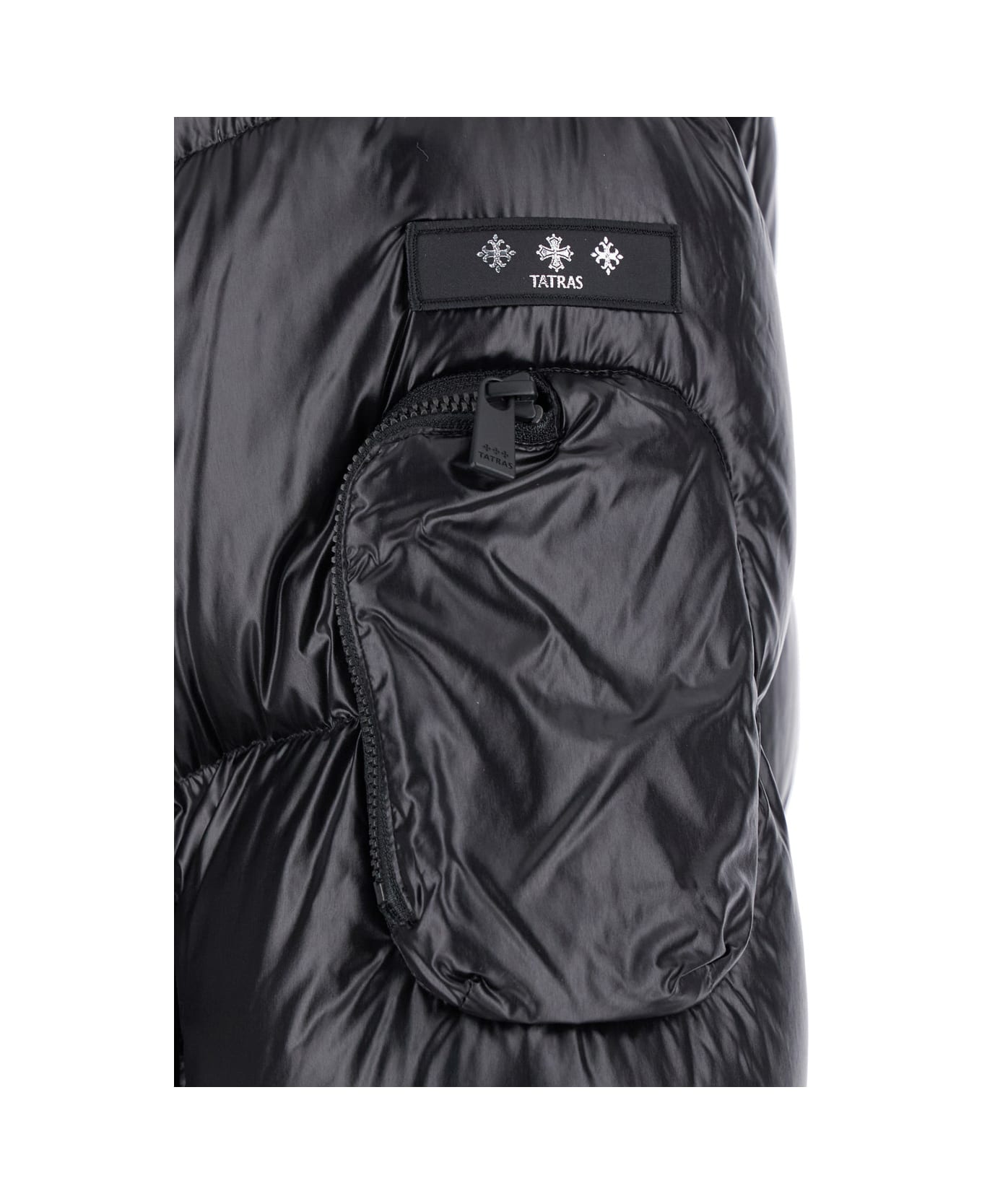 TATRAS 'belbo' Black Down Jacket With Hood And Logo Patch In Tech Fabric Man - Black