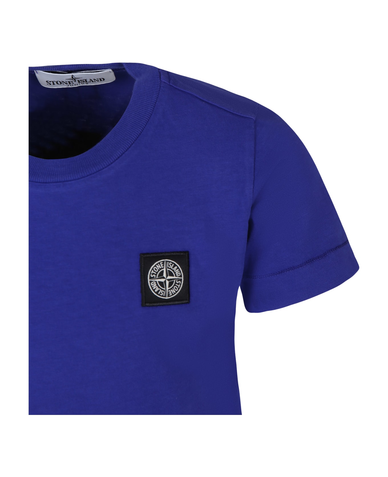 Stone Island Junior Light Blue T-shirt For Boy With Logo - Light Blue Tシャツ＆ポロシャツ