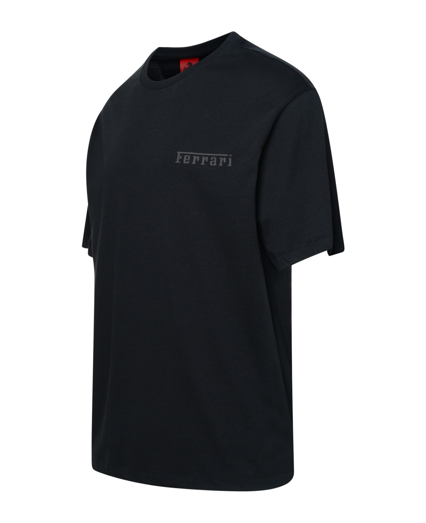 Ferrari Black Cotton T-shirt - BLACK