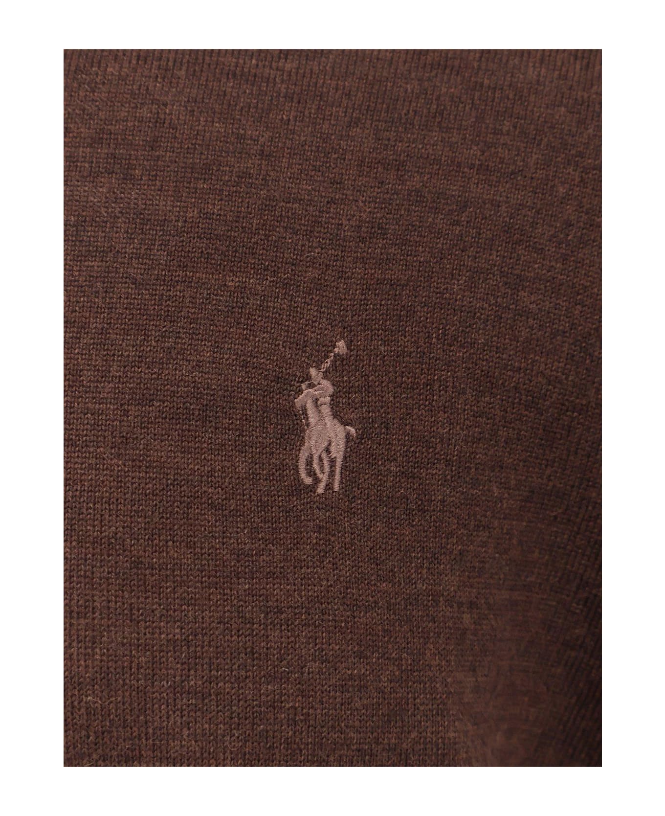 Ralph Lauren Logo Embroidered Crewneck Jumper - CACAO BROWN HEATHER