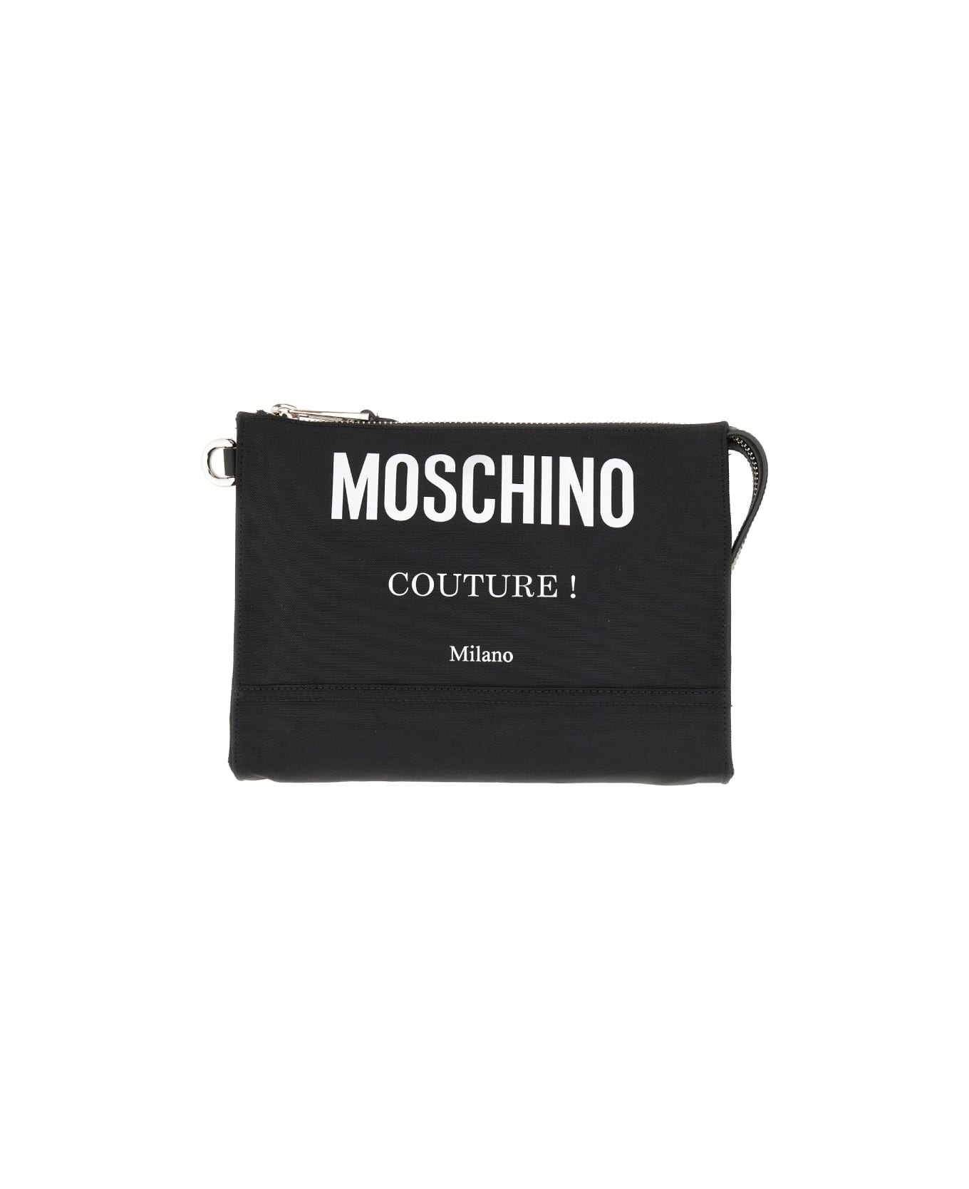 Moschino Clutch Bag With Logo - BLACK
