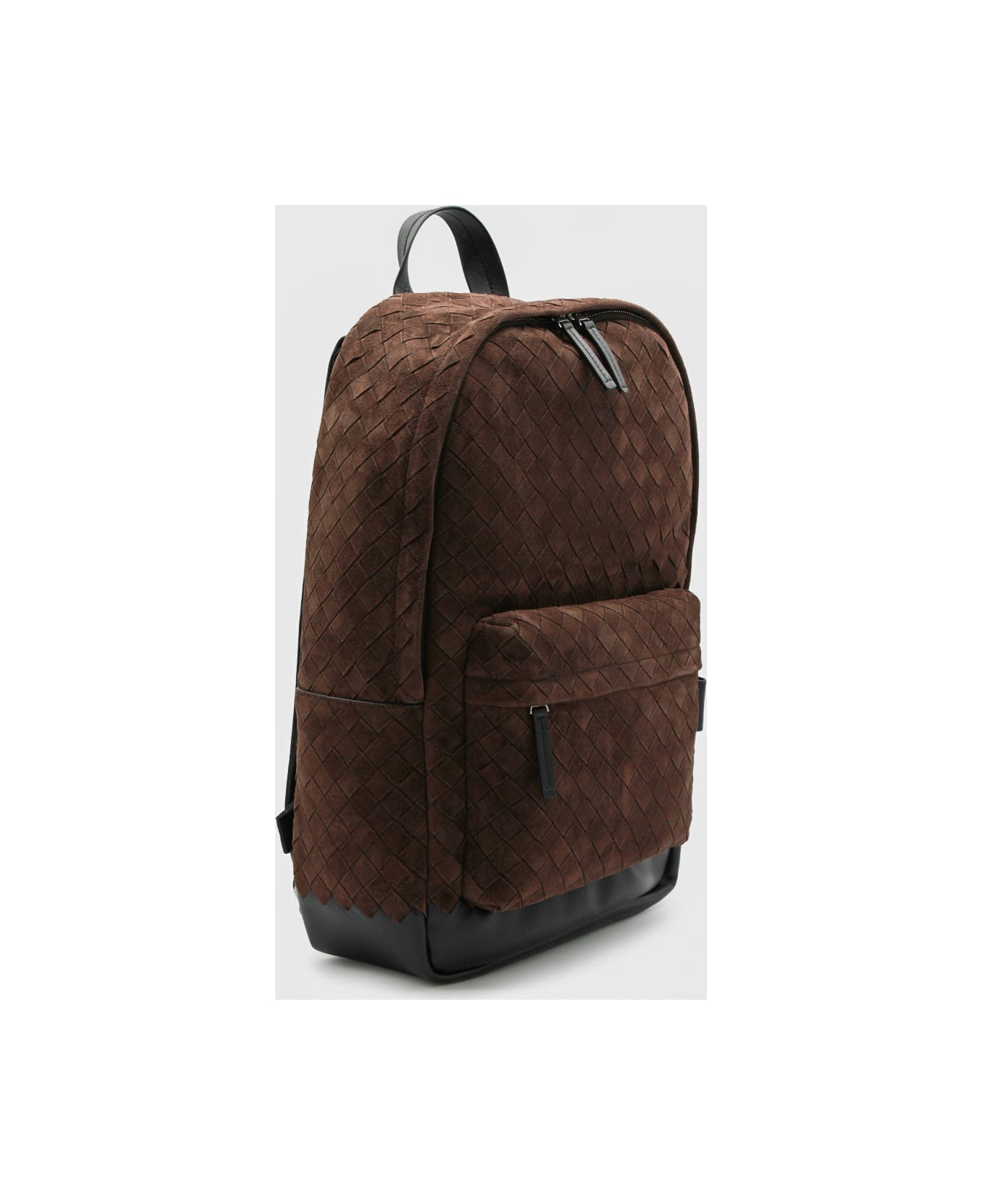 Bottega Veneta Brown Leather Backpack - FONDANT/BLACK-SILVER